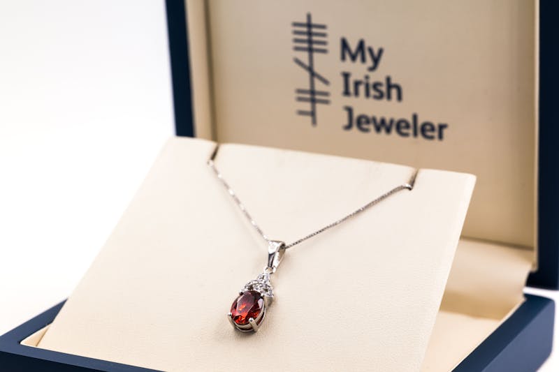 Womens Sterling Silver January Birthstone Necklace