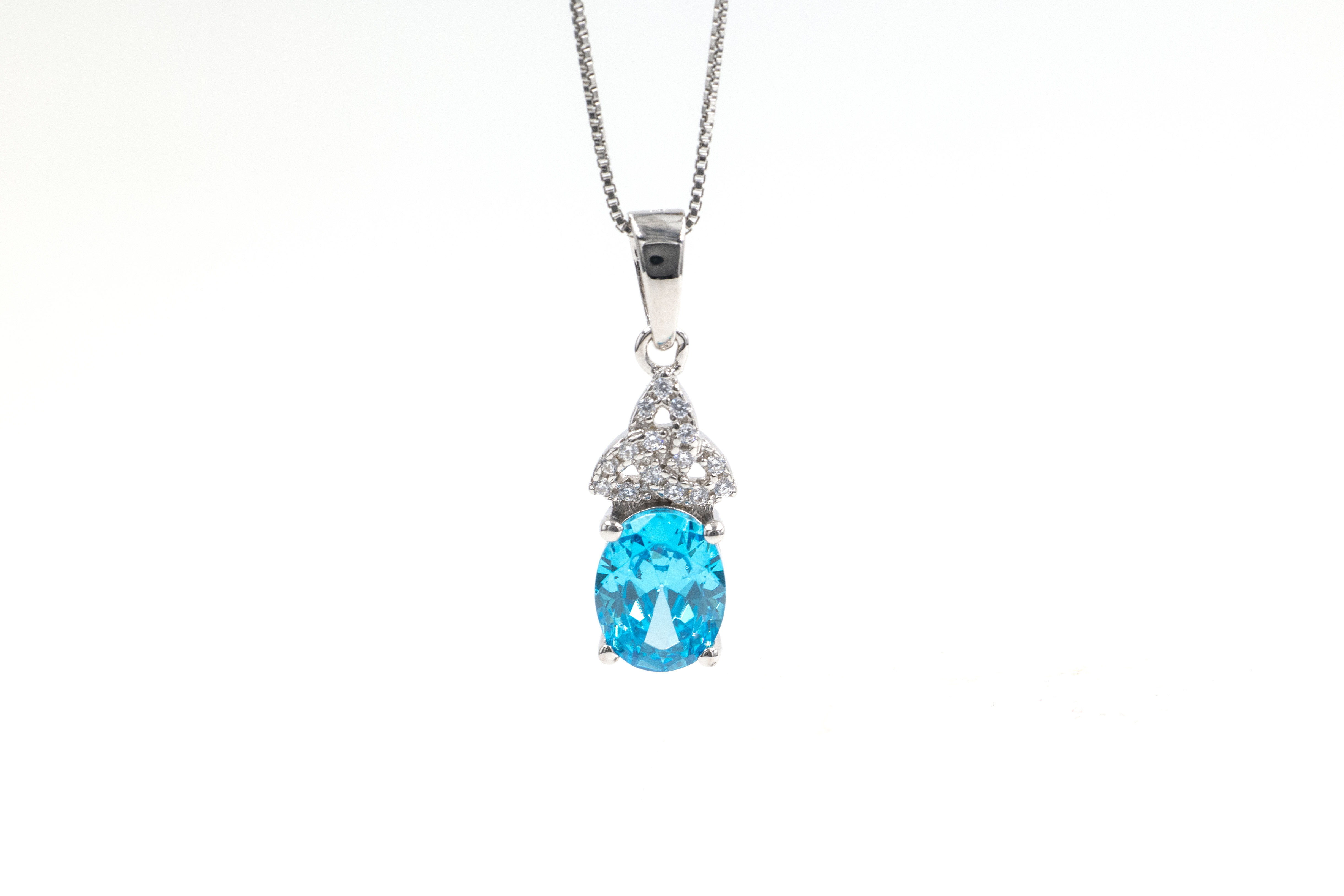 Personalized Sterling Silver March Birthstone Necklace For Women