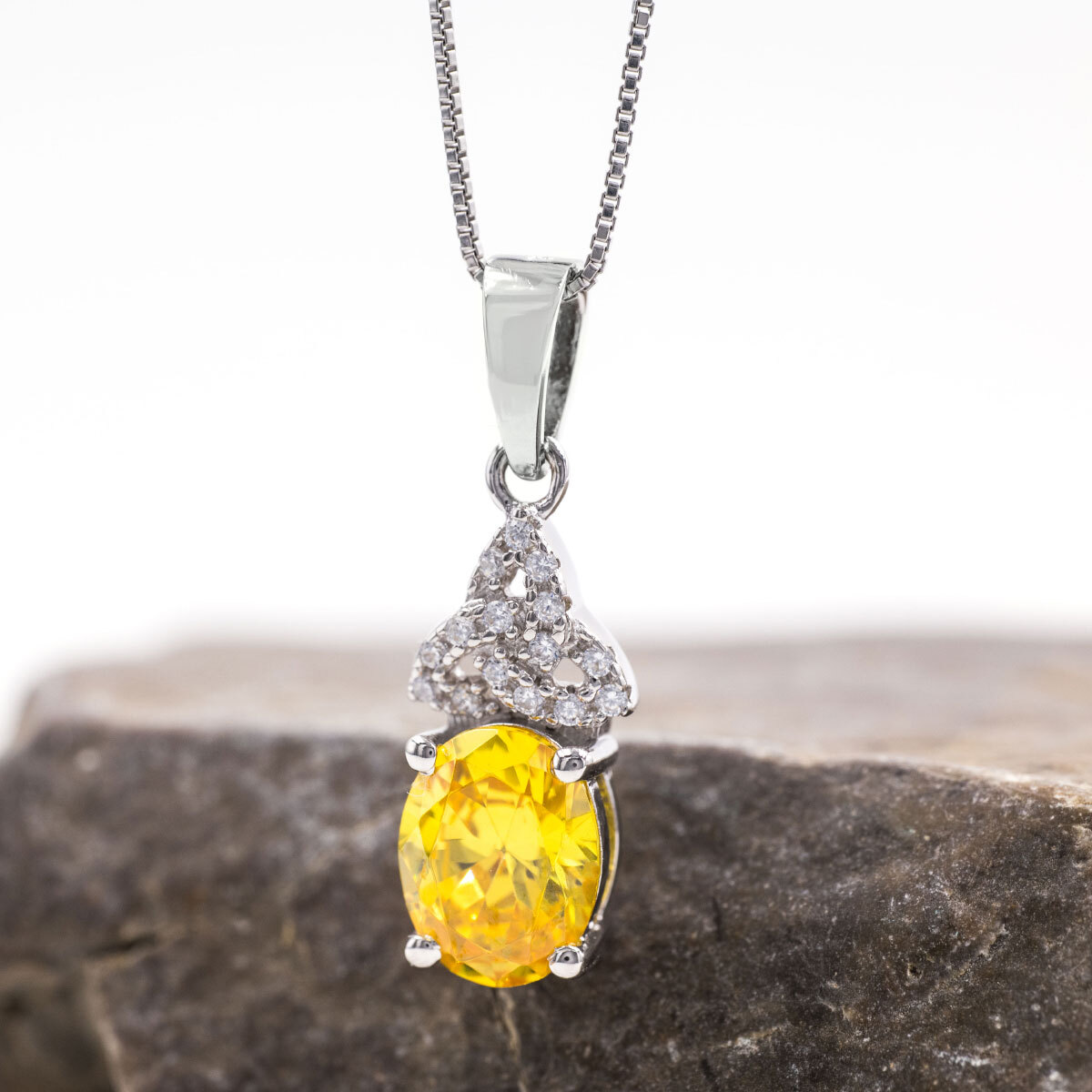 Womens November Birthstone Necklace in Sterling Silver
