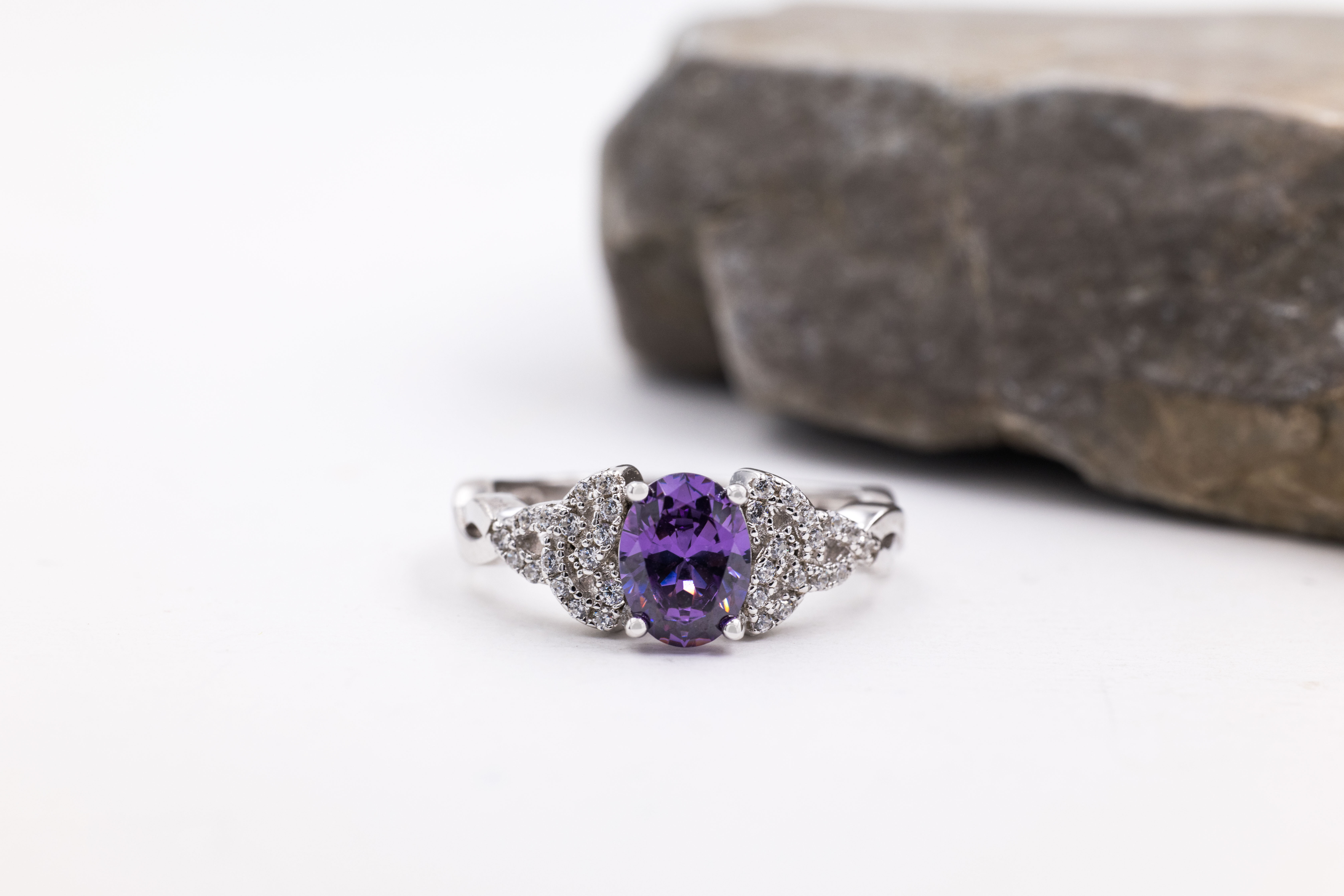 Attractive Sterling Silver February Birthstone 2.0mm Ring For Women