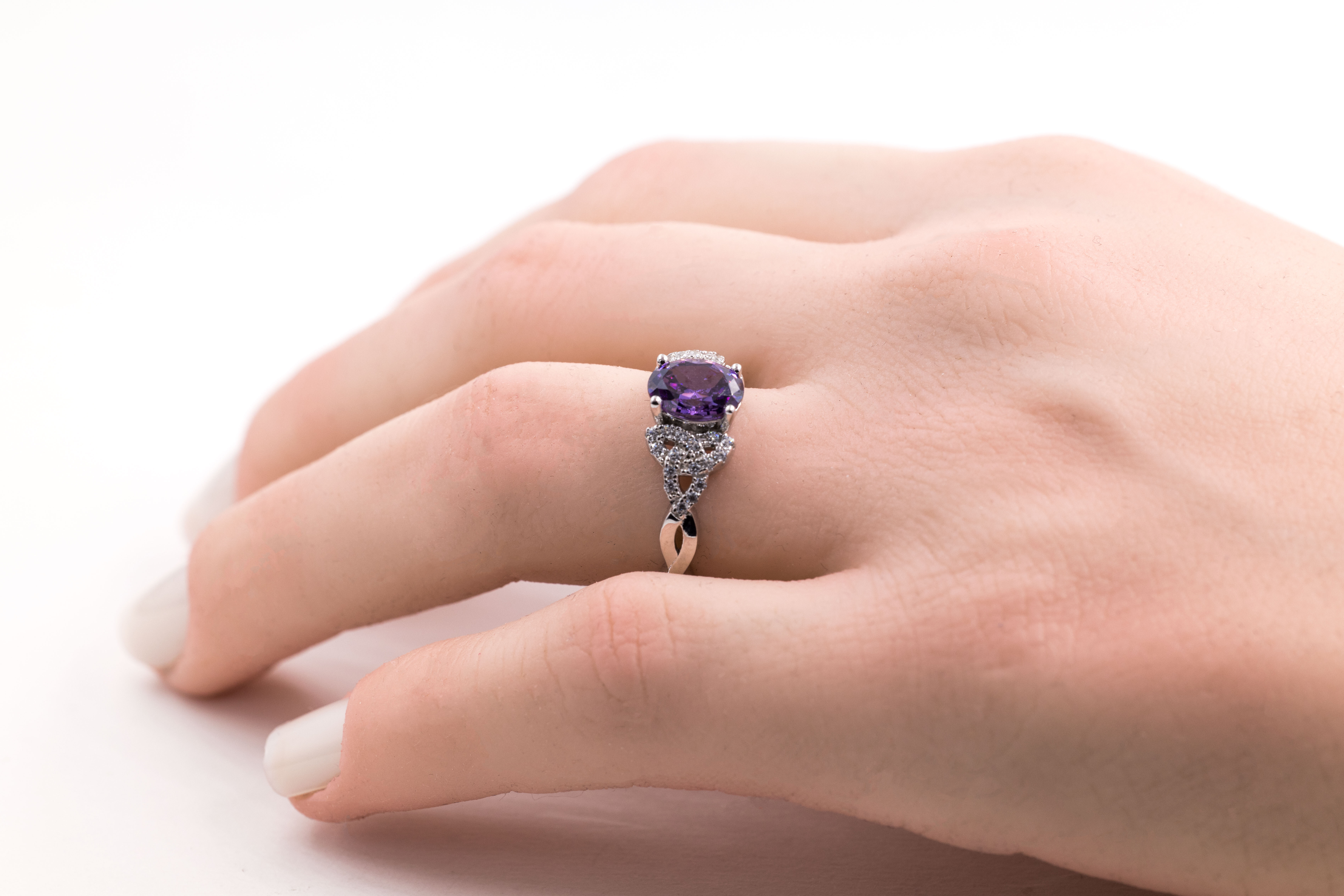 Attractive Sterling Silver February Birthstone Anniversary Ring For Women