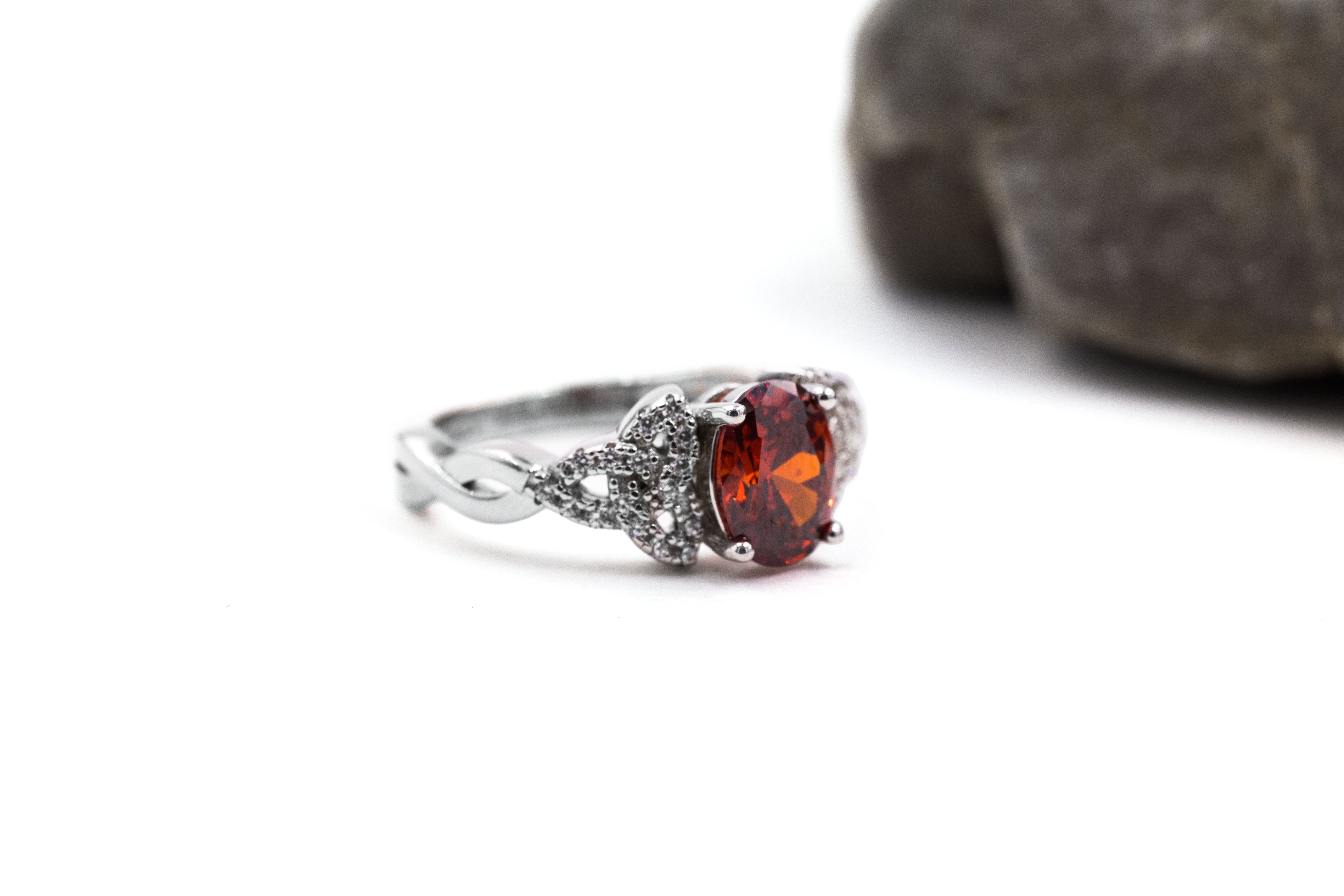 Womens Sterling Silver January Birthstone Ring