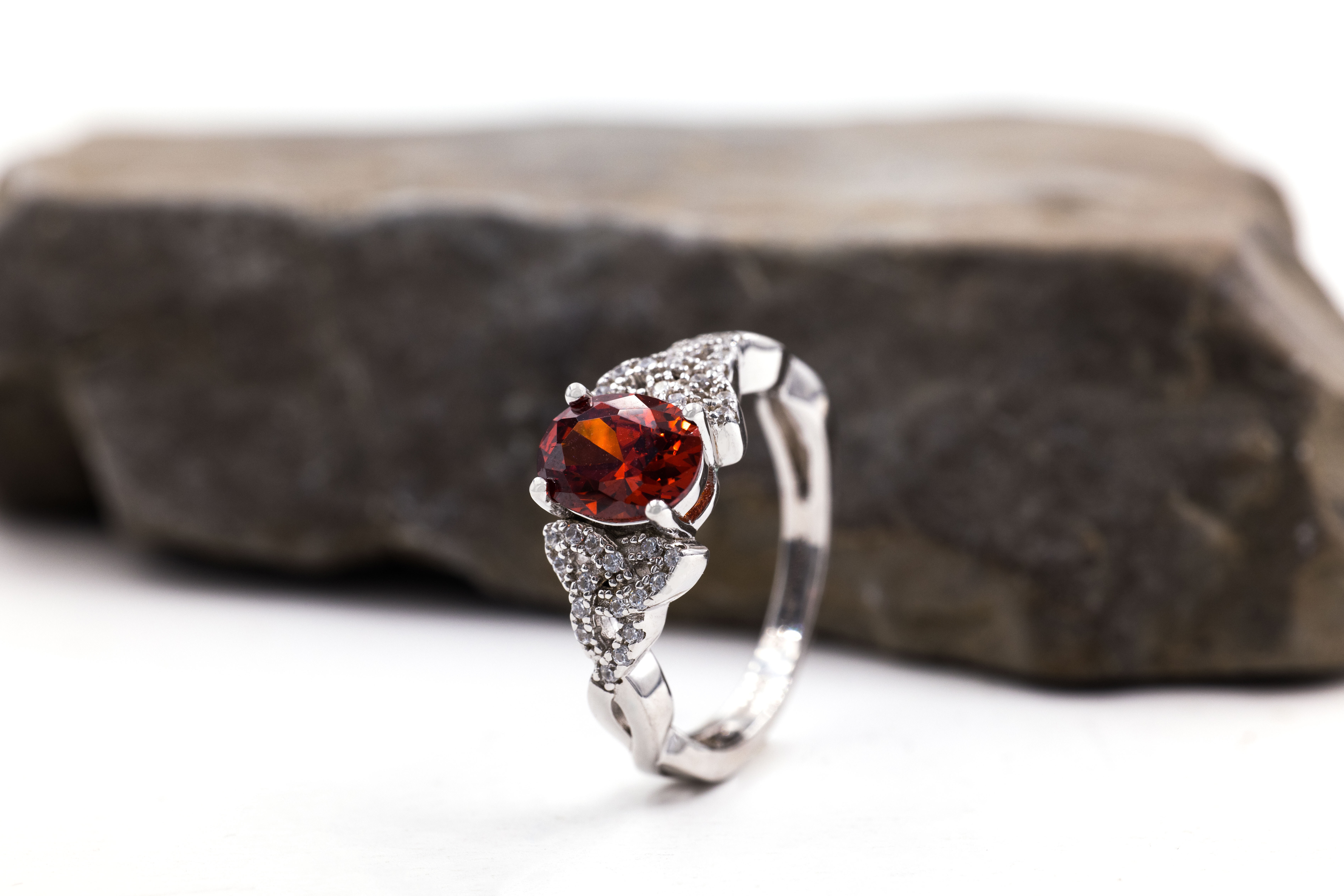 Womens January Birthstone Ring in Real Sterling Silver