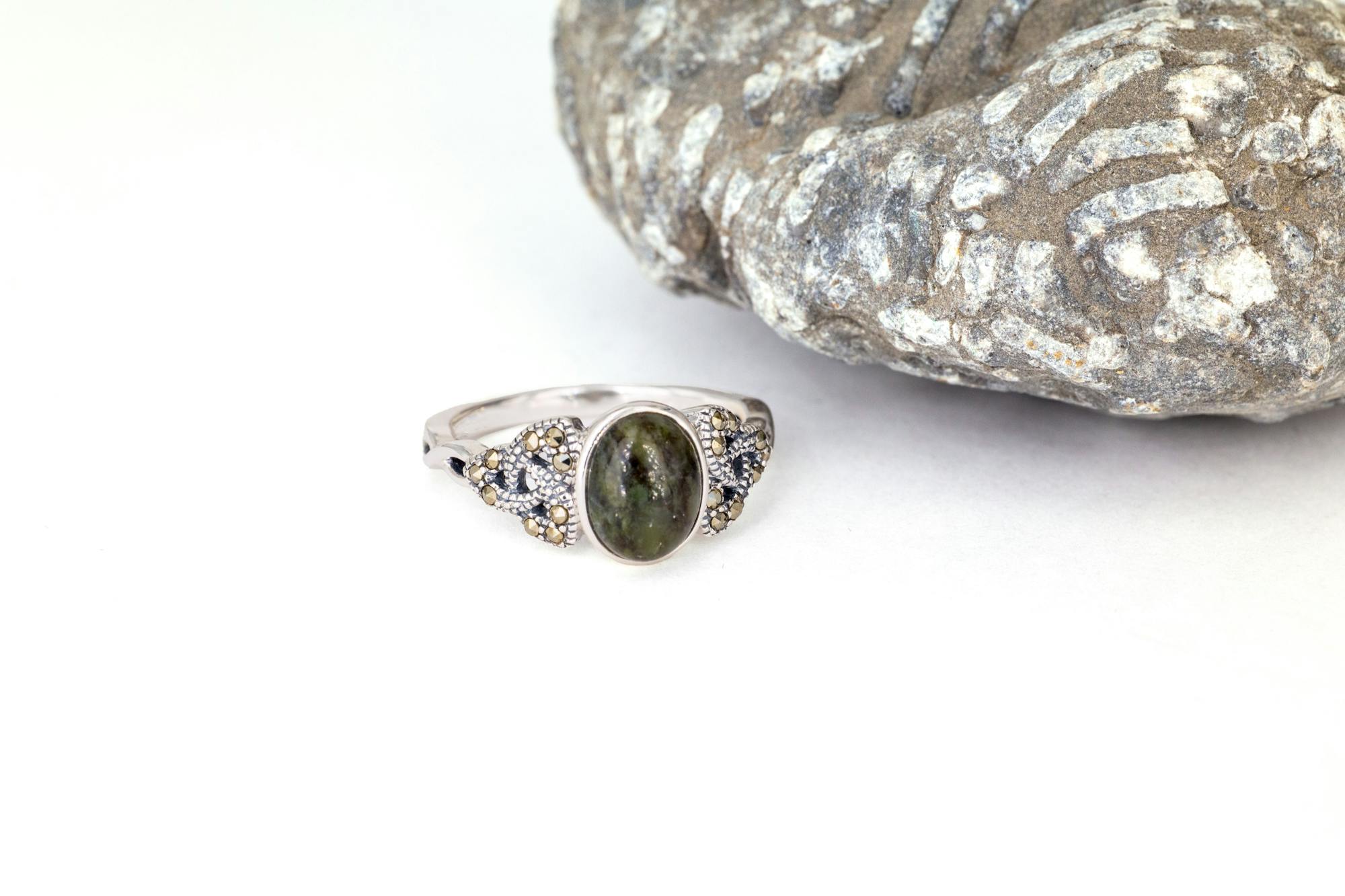 Trinity Knot Connemara Marble Ring, From Ireland | My Irish Jeweler