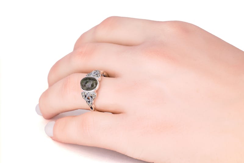 Authentic Sterling Silver Connemara Marble Ring For Women With a Polished Finish
