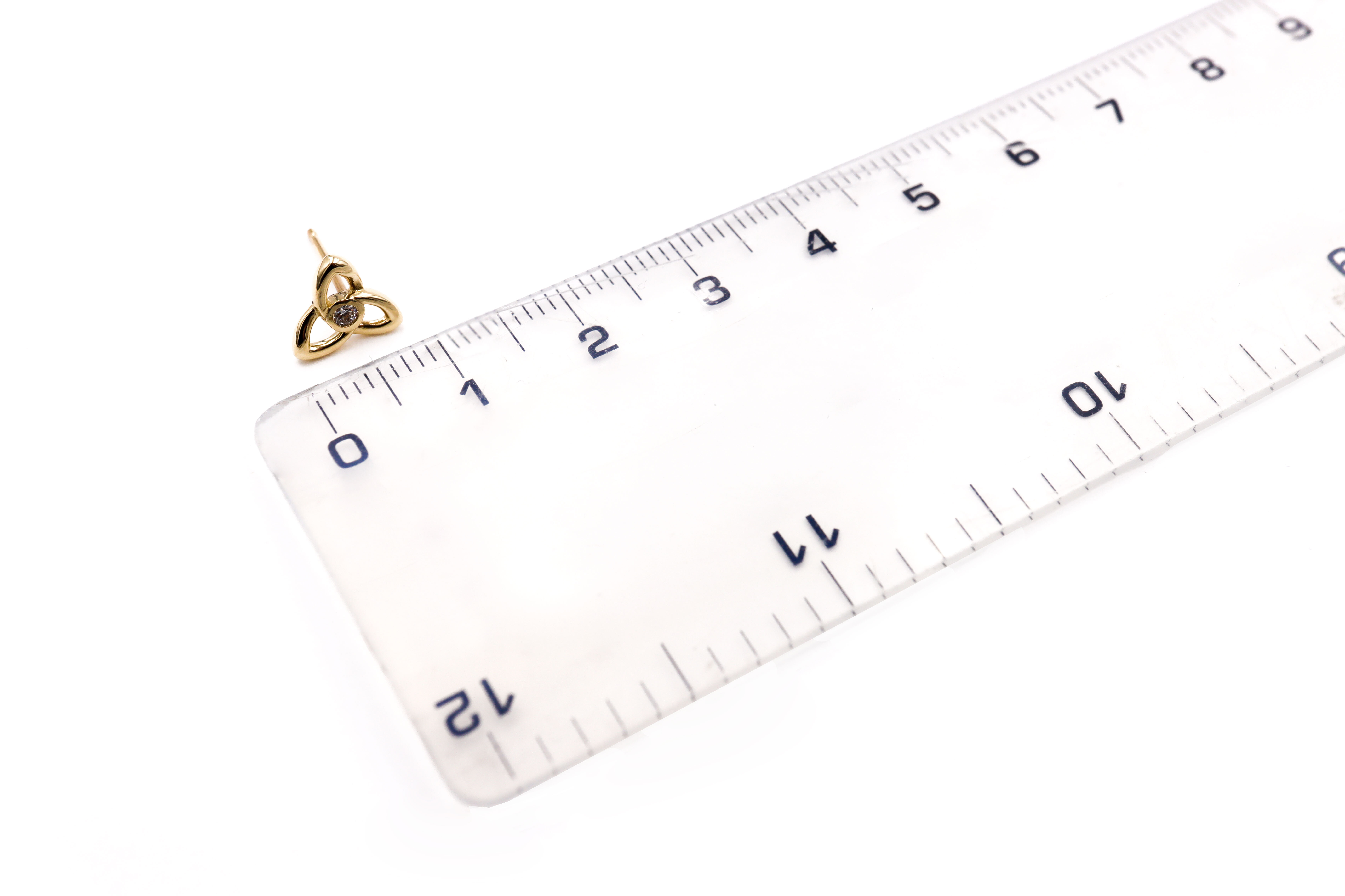Attractive Yellow Gold Trinity Knot Gift Set With a Polished Finish For Women. Picture For Scale.