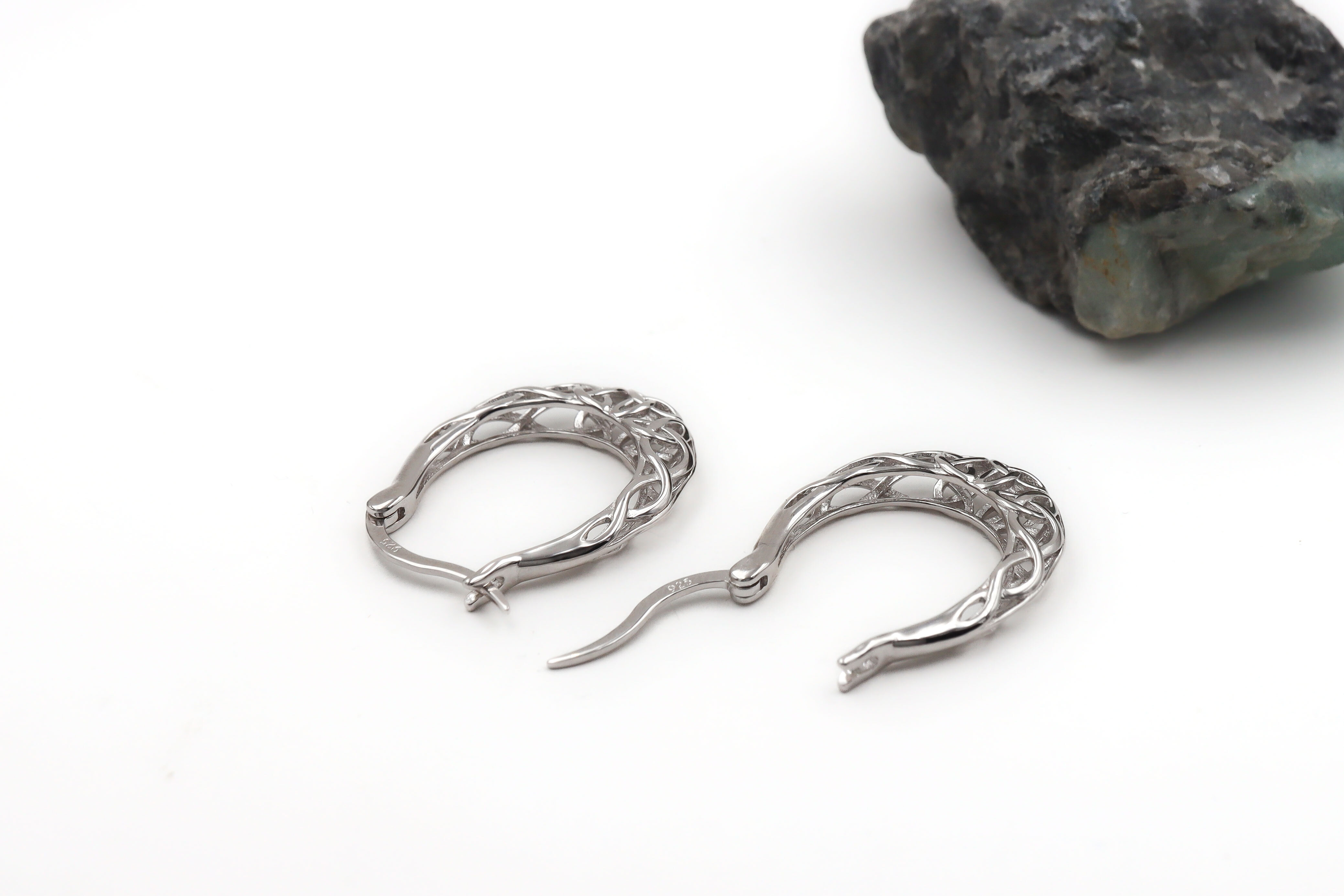 Genuine Sterling Silver Trinity Knot Earrings With a Polished Finish For Women