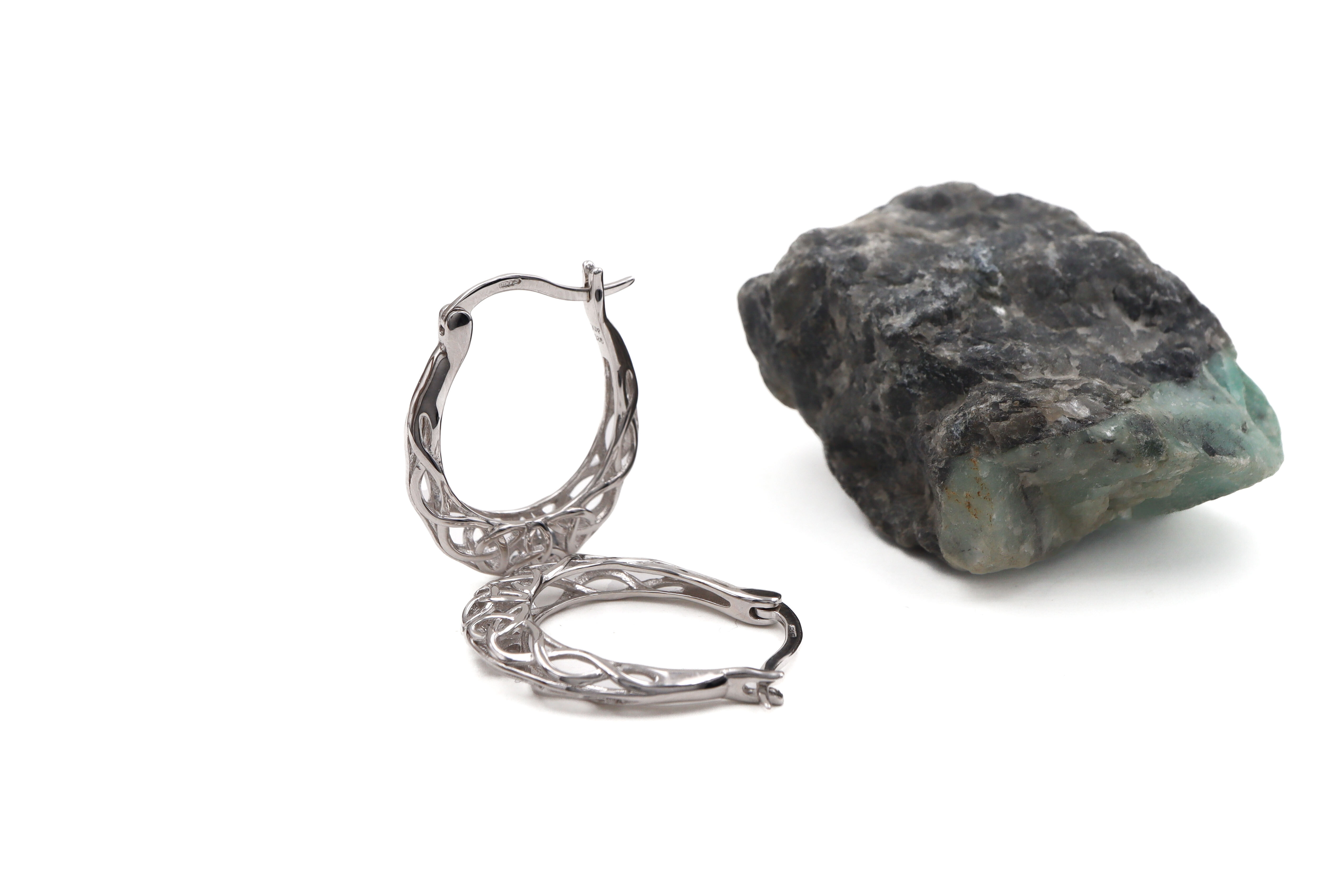 Authentic Sterling Silver Trinity Knot & Celtic Knot Earrings For Women With a Polished Finish. Side View.