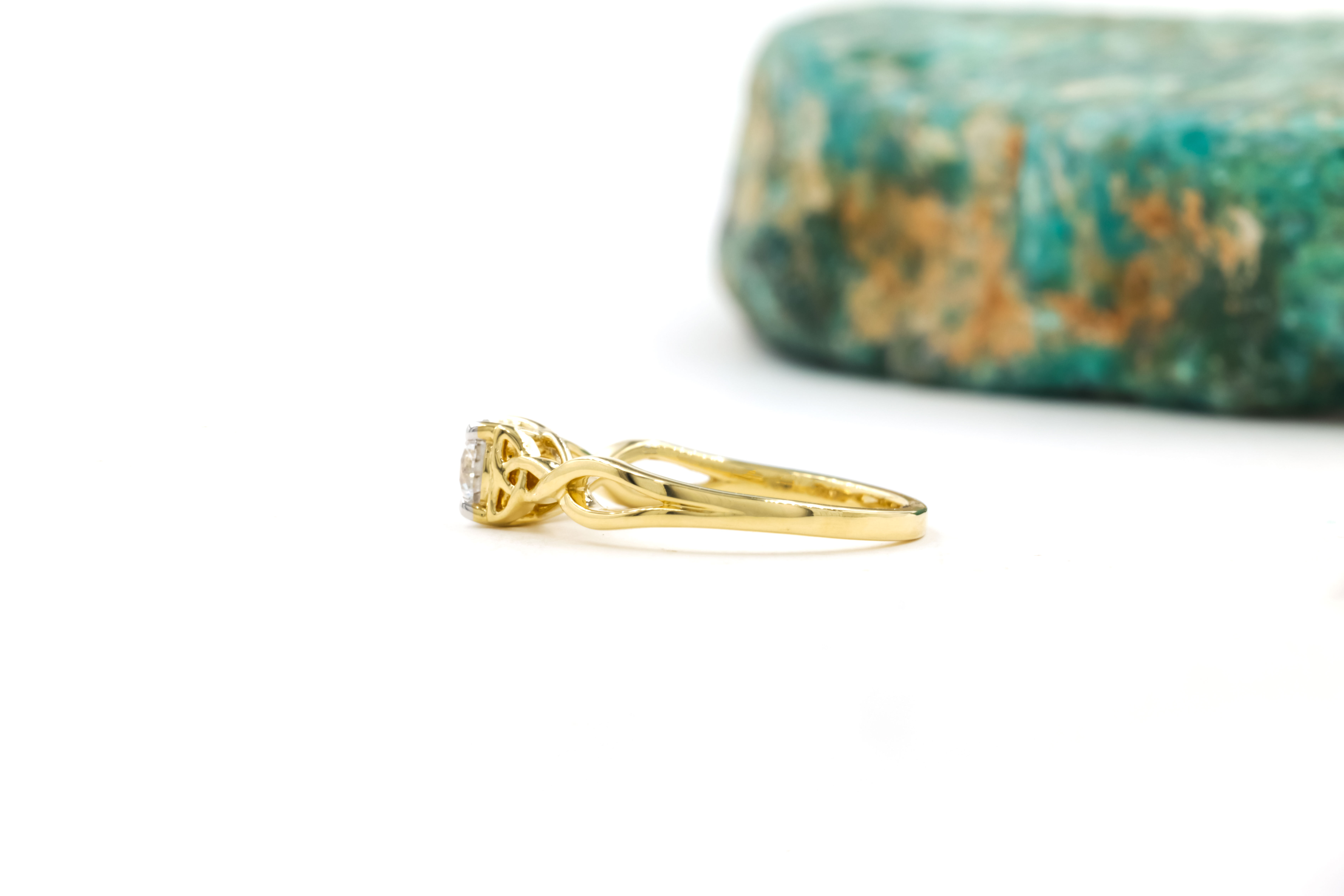 Authentic Yellow Gold Trinity Knot & Celtic Knot 0.50ct Lab Grown Diamond Ring For Women