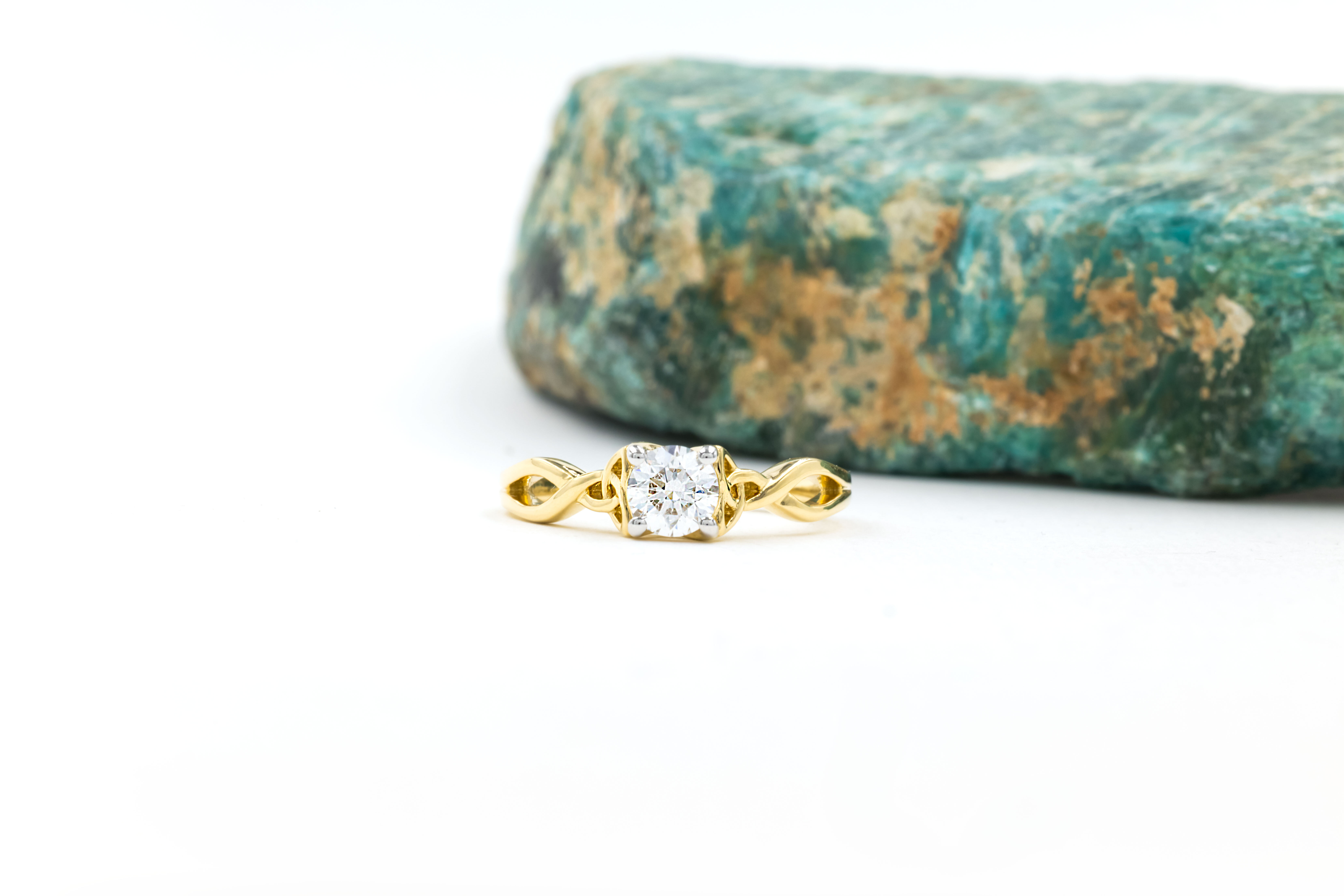 Womens Yellow Gold Trinity Knot & Celtic Knot 0.50ct Lab Grown Diamond Engagement Ring