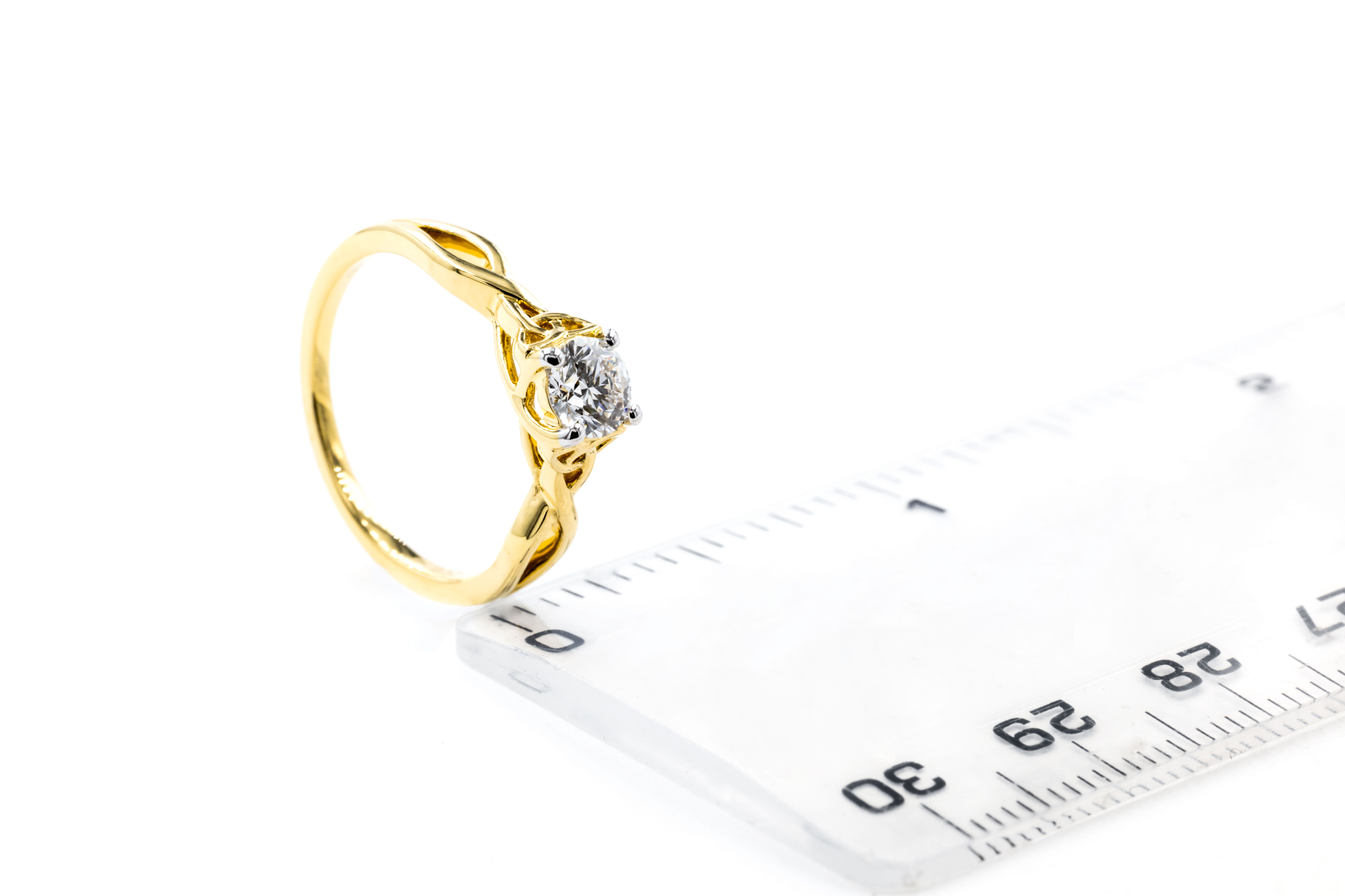 Authentic Yellow Gold Trinity Knot 0.50ct Lab Grown Diamond Ring For Women