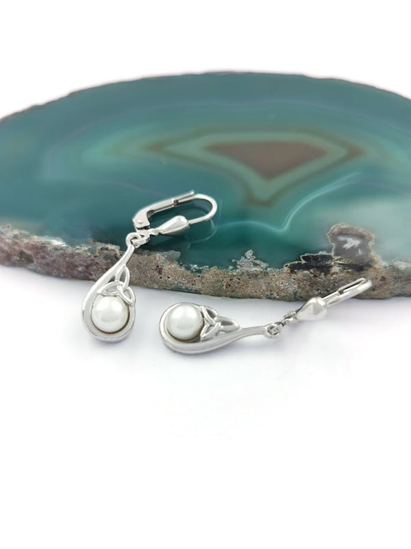 Womens Trinity Knot Earrings in Sterling Silver