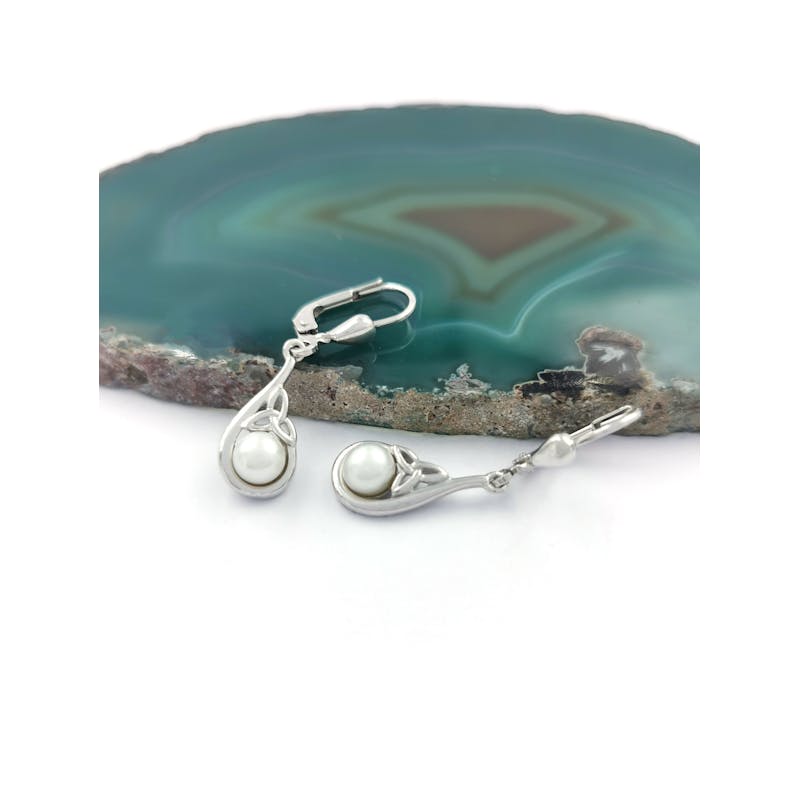 Womens Trinity Knot Earrings in Sterling Silver