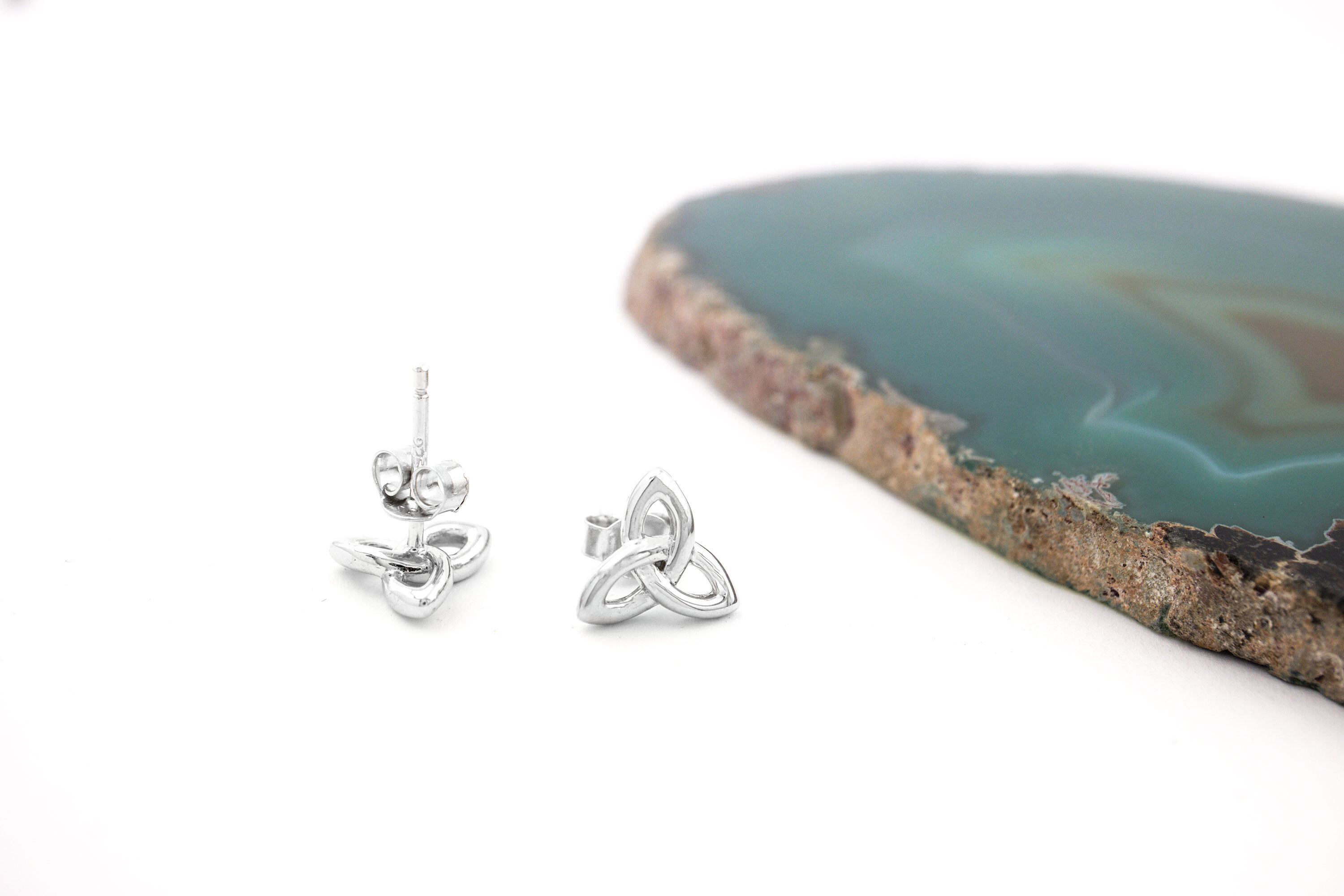 Womens Sterling Silver Trinity Knot Earrings