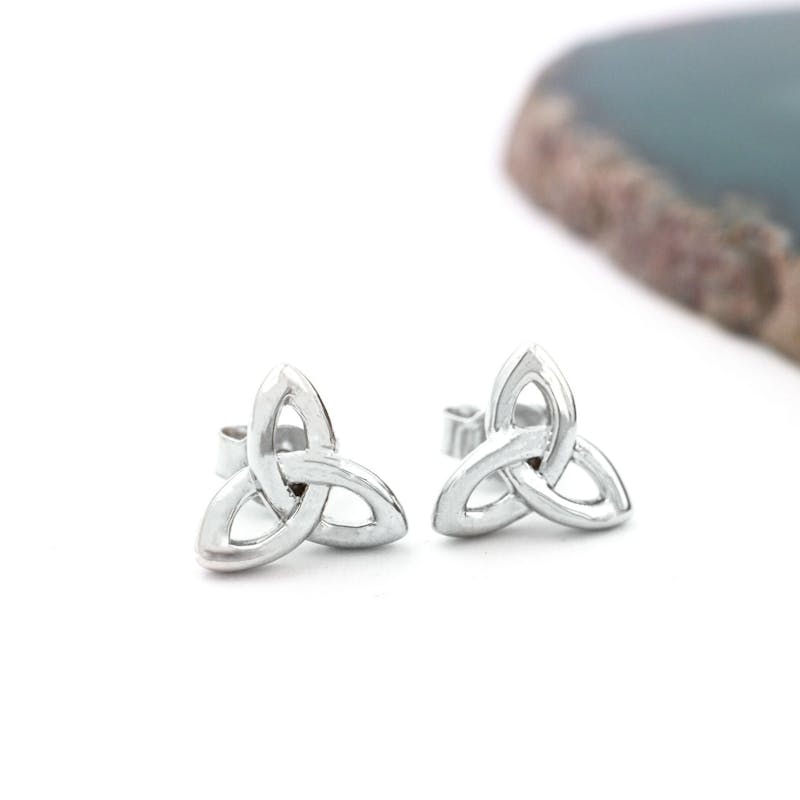 Sterling Silver Trinity Knot Stud Earrings