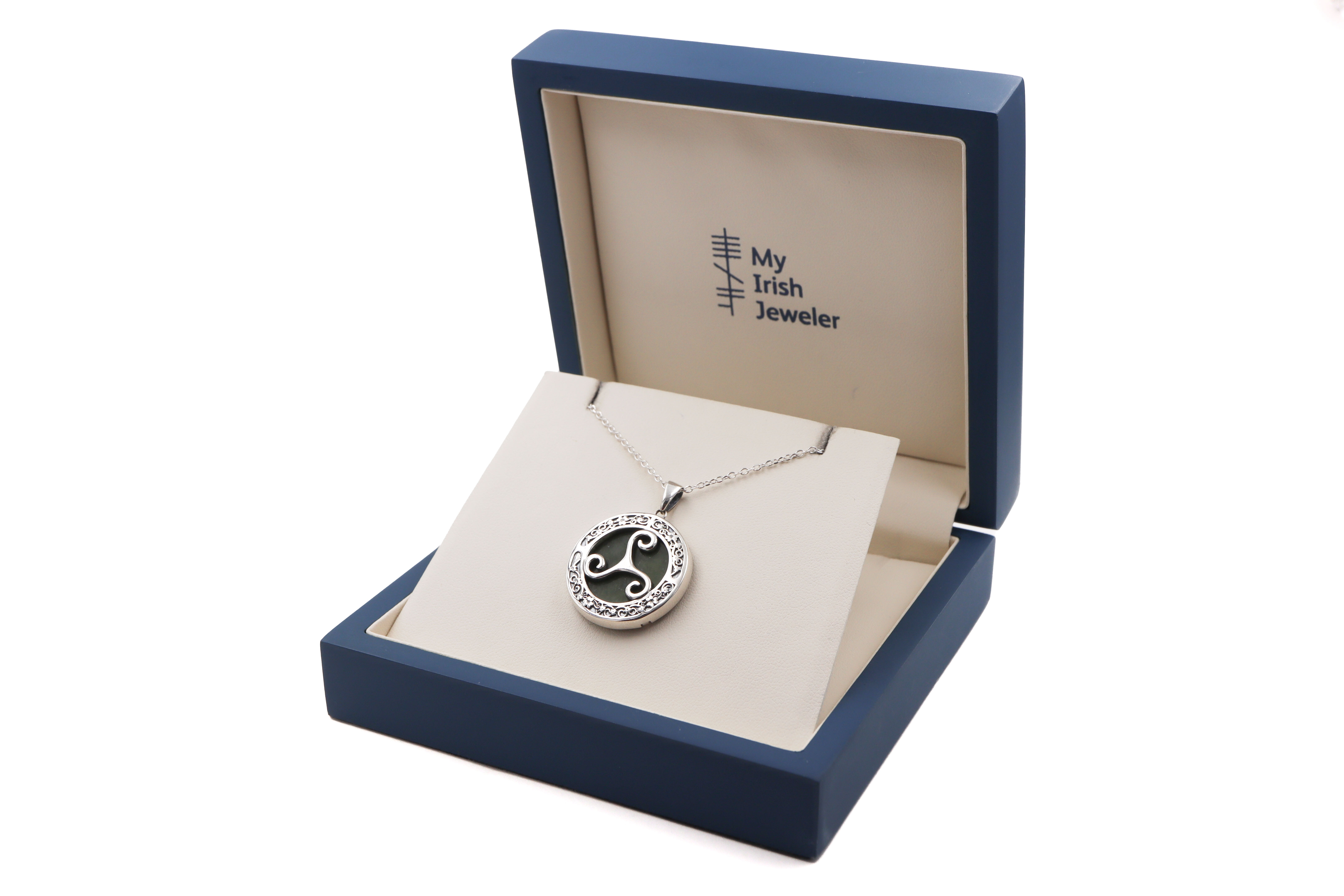 Triskele Connemara Marble necklace Sku 25209 box
