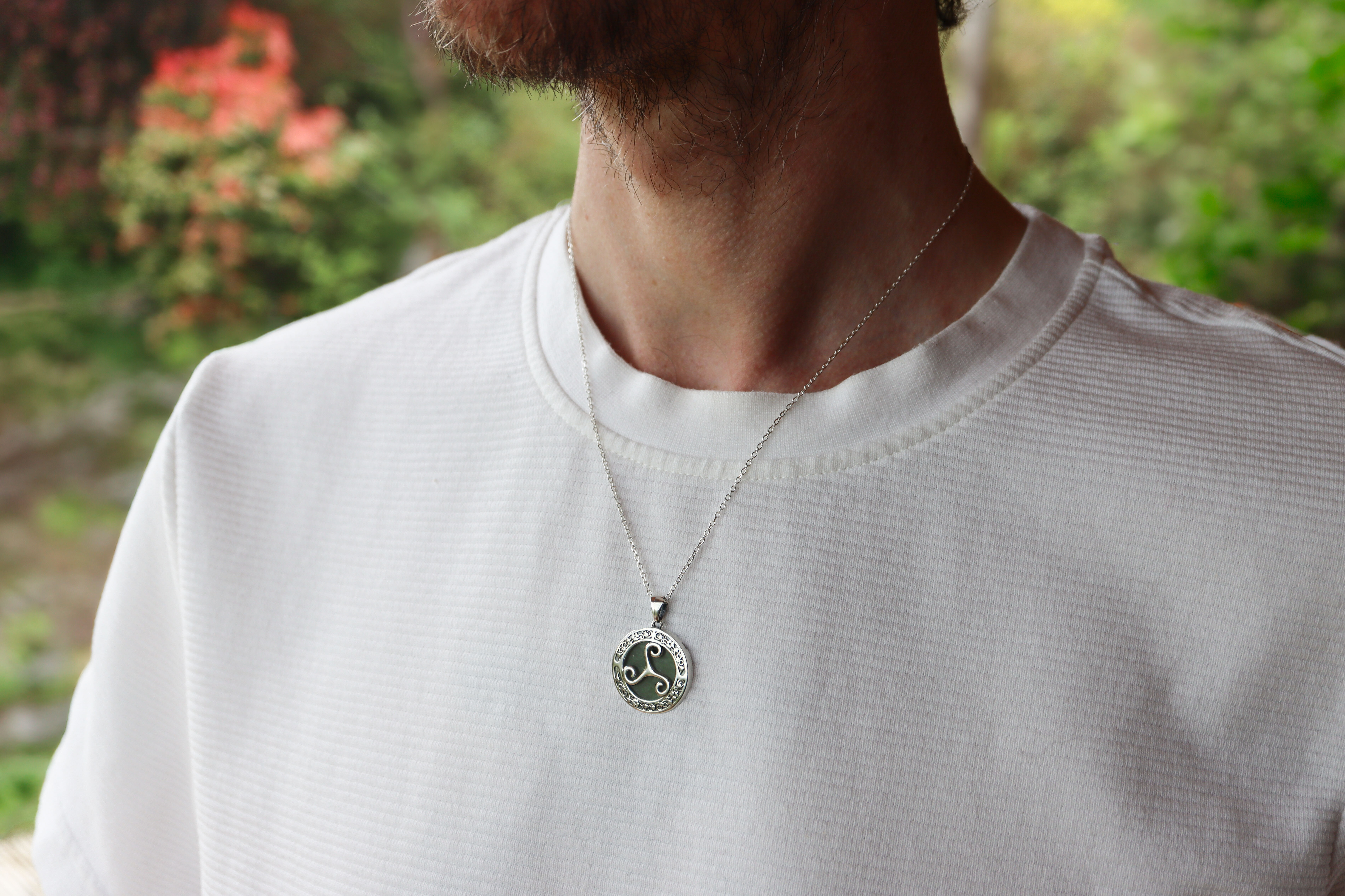 Triskele Connemara Marble necklace Sku 25209 men model