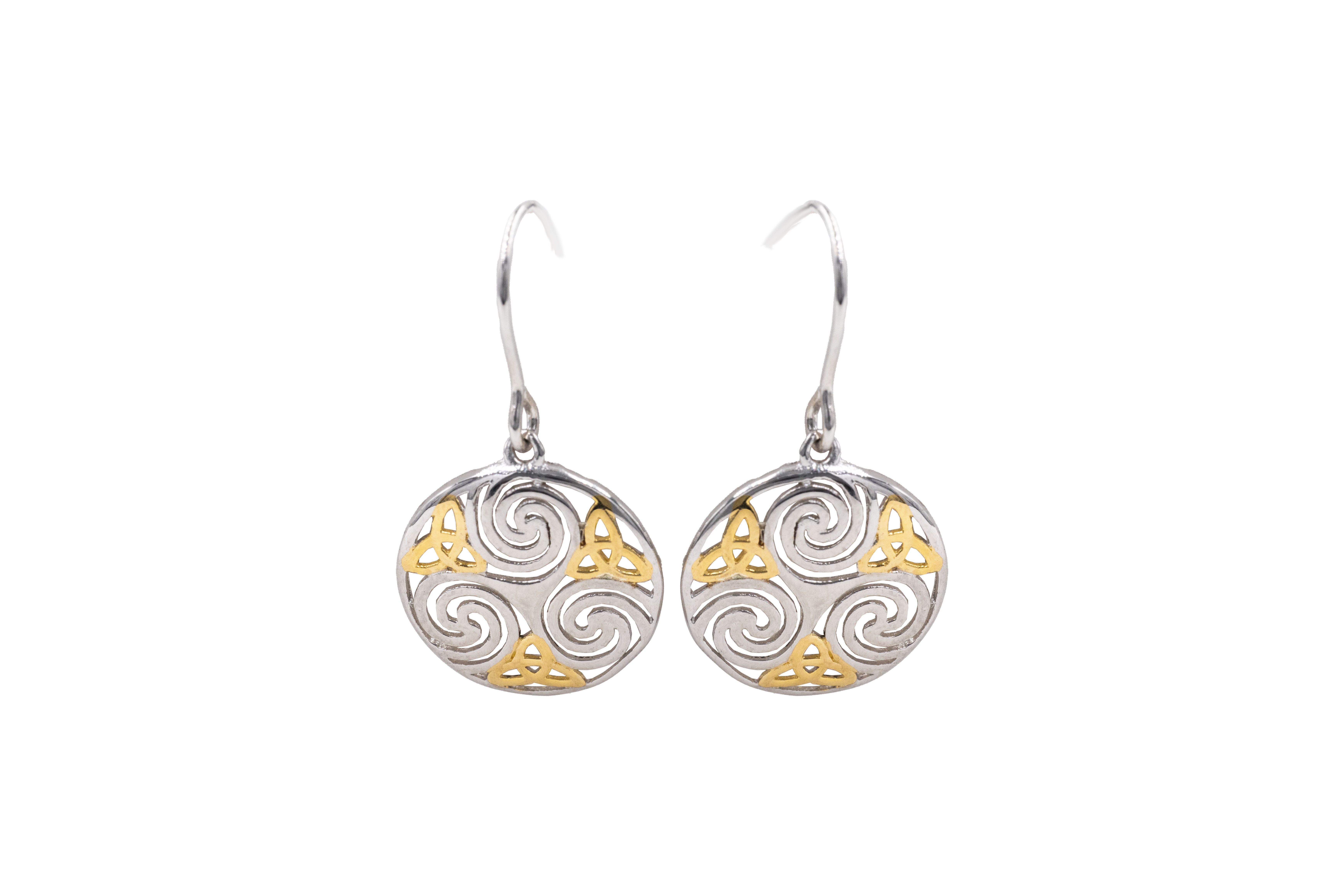 Womens Triskele Earrings in Sterling Silver With a Polished Finish