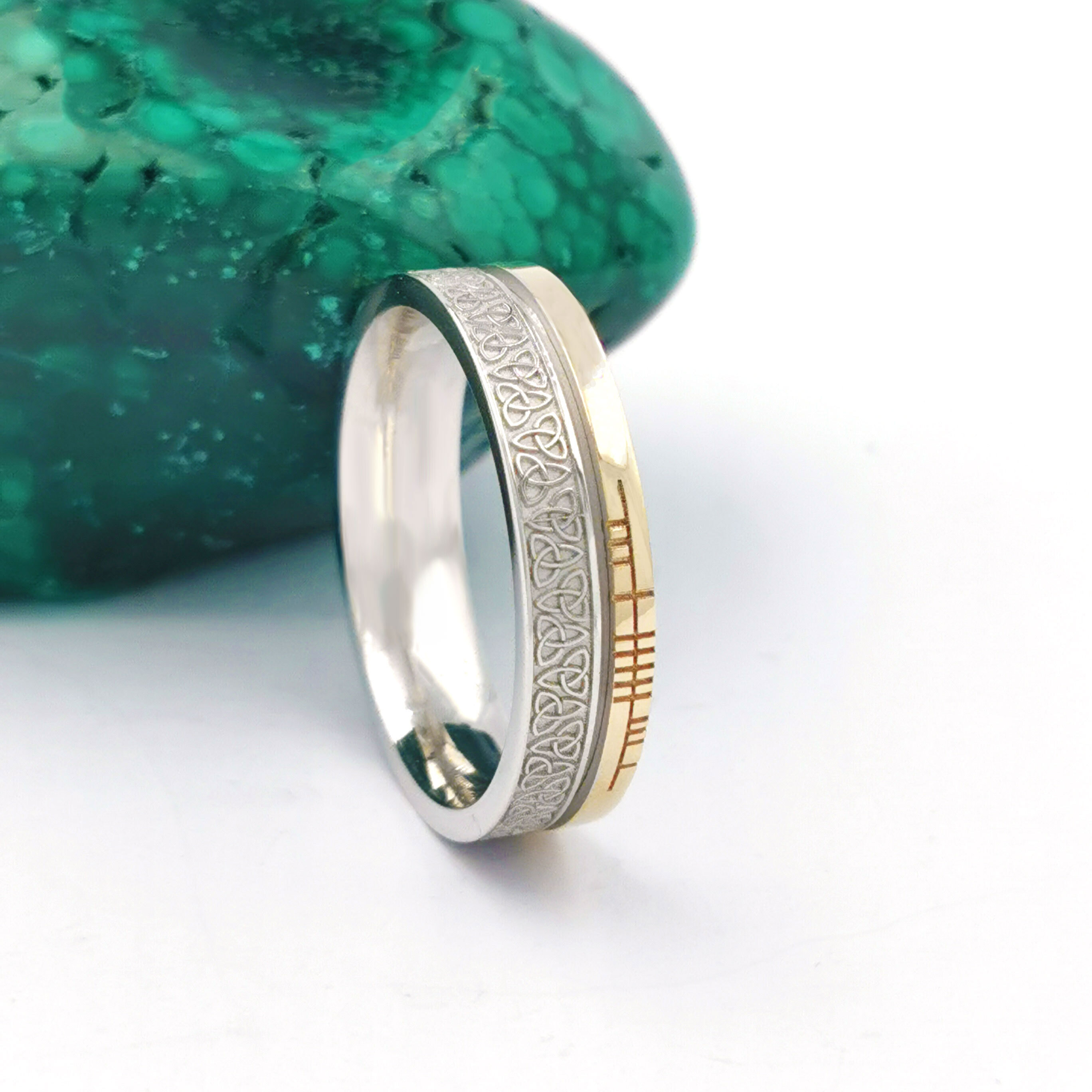 Real Florentine 10K White Gold & Yellow Gold Ogham 5.2mm Ring