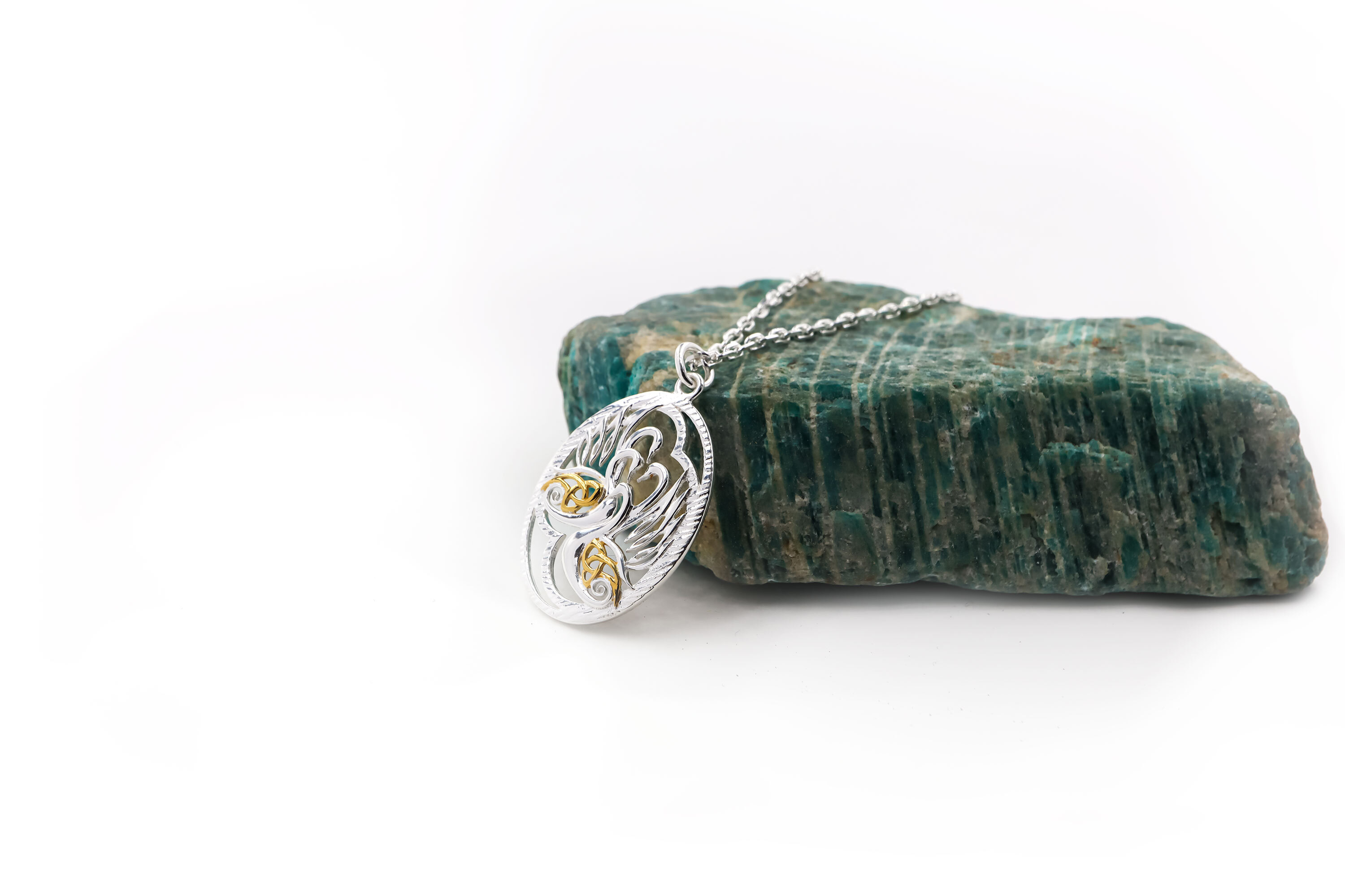 Genuine Sterling Silver Children of Lir & Trinity Knot Necklace For Women