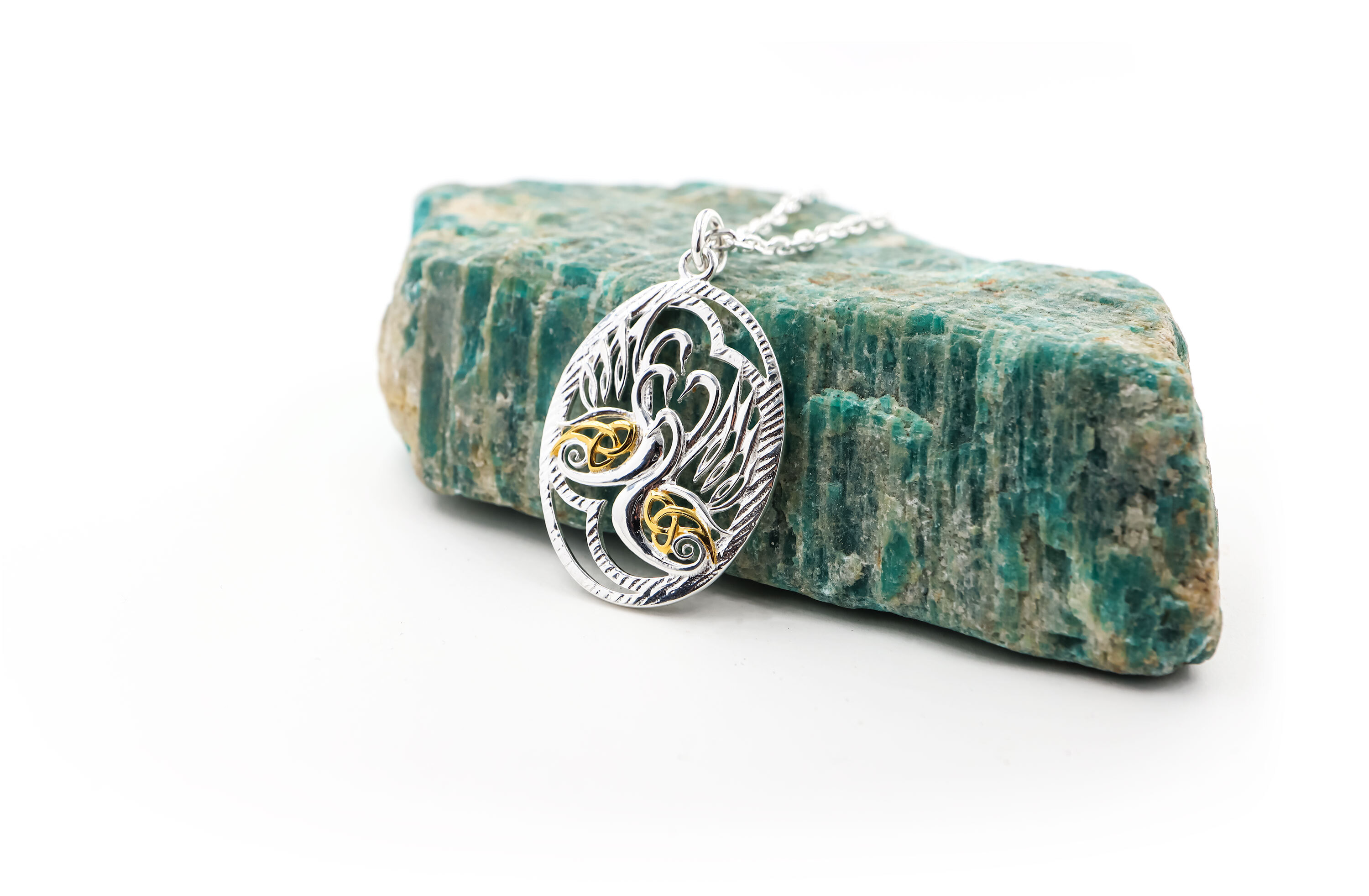 Real Sterling Silver Children of Lir & Trinity Knot Necklace For Women