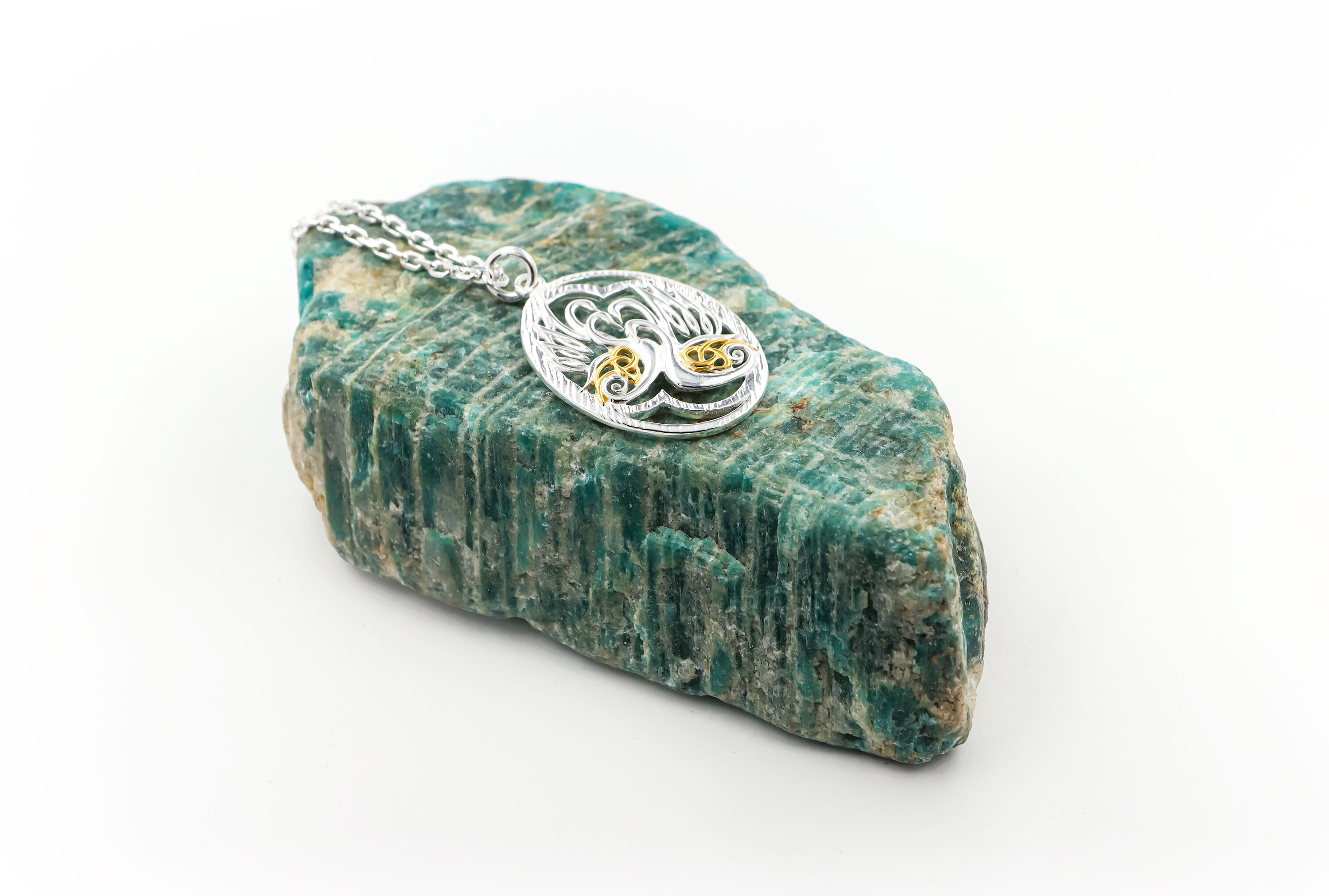 Genuine Sterling Silver Children of Lir & Trinity Knot Necklace For Women