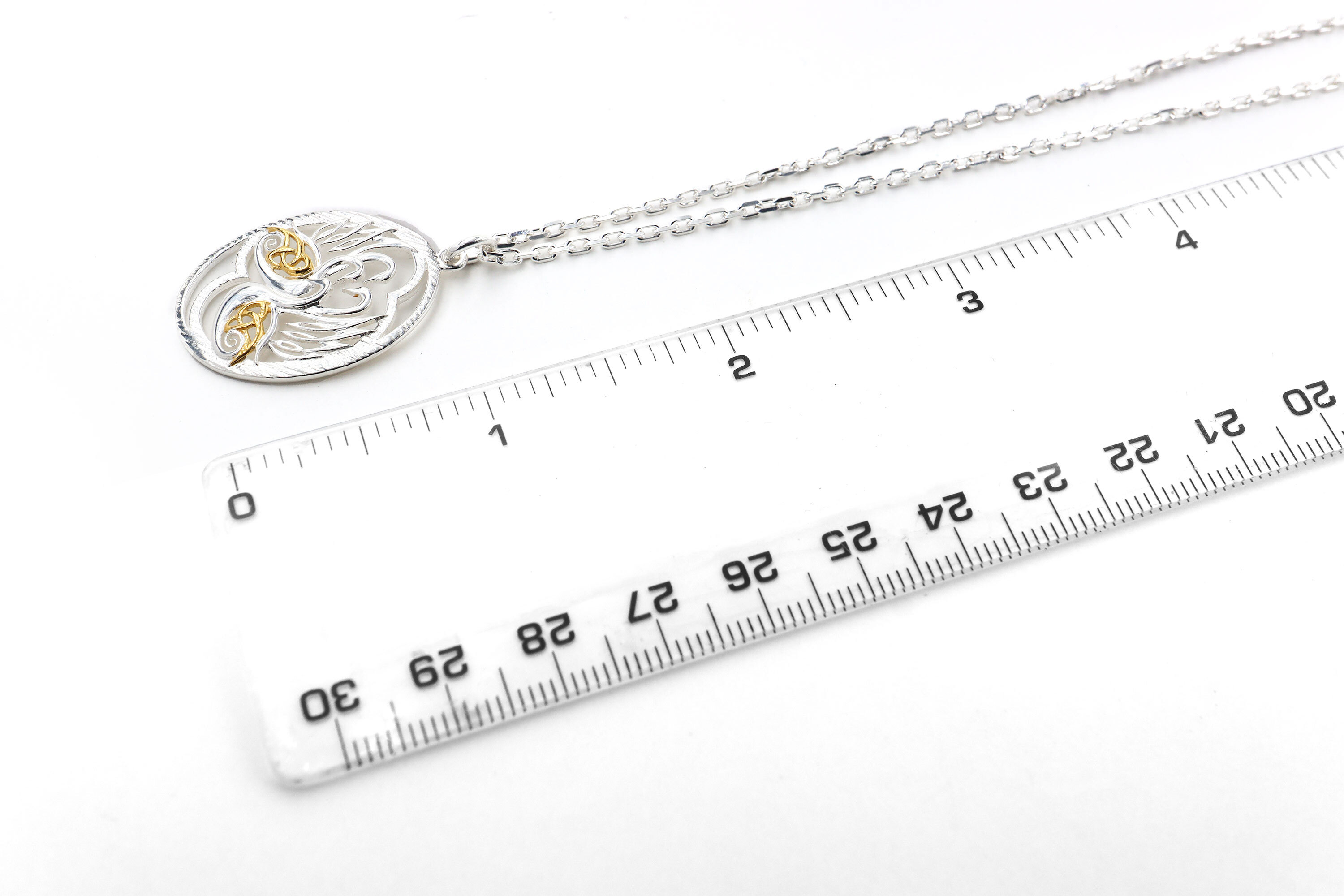 Striking Sterling Silver Children of Lir & Trinity Knot Necklace For Women