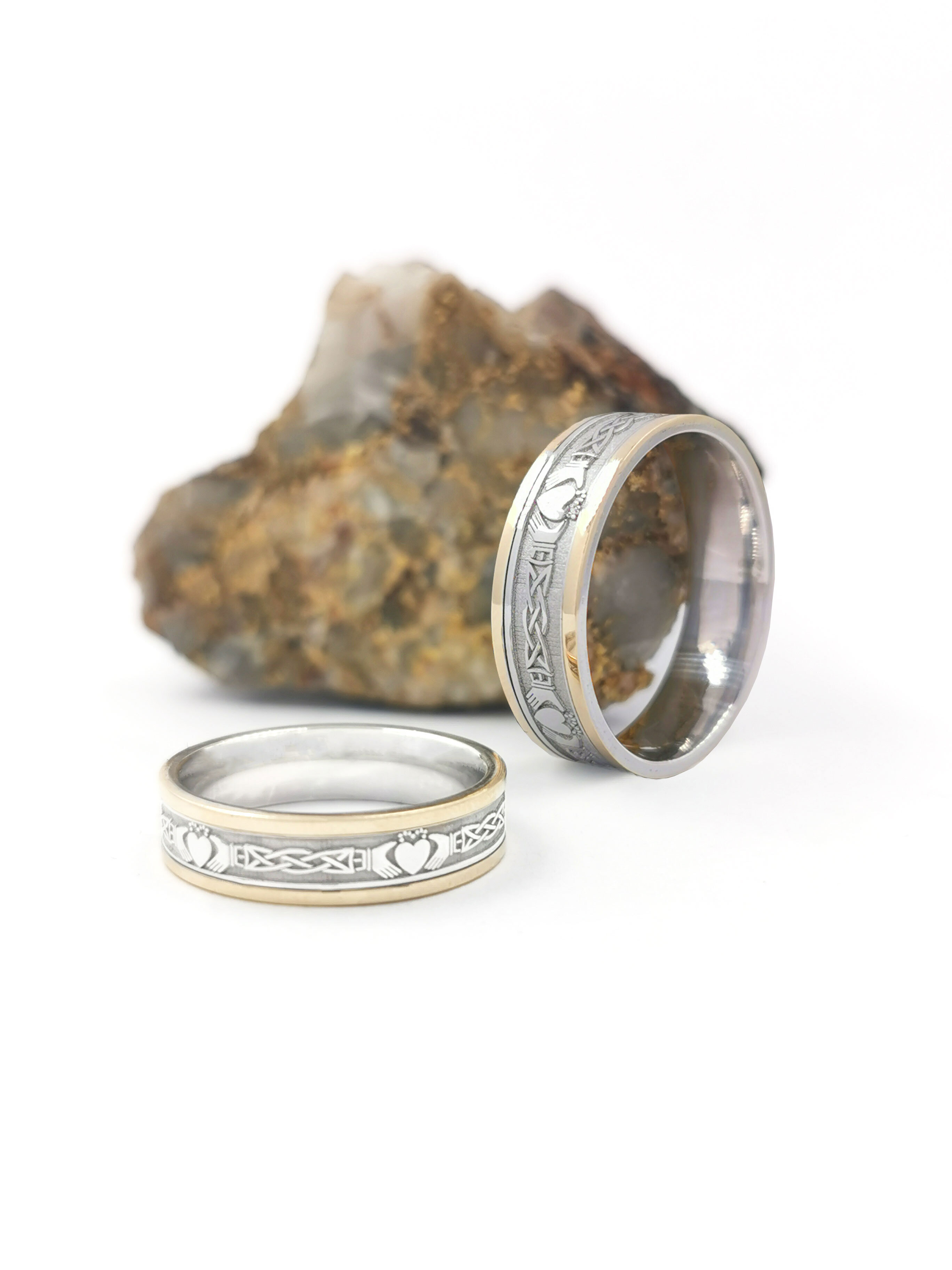 Womens 14K White Gold & Yellow Gold Claddagh 5.5mm Ring