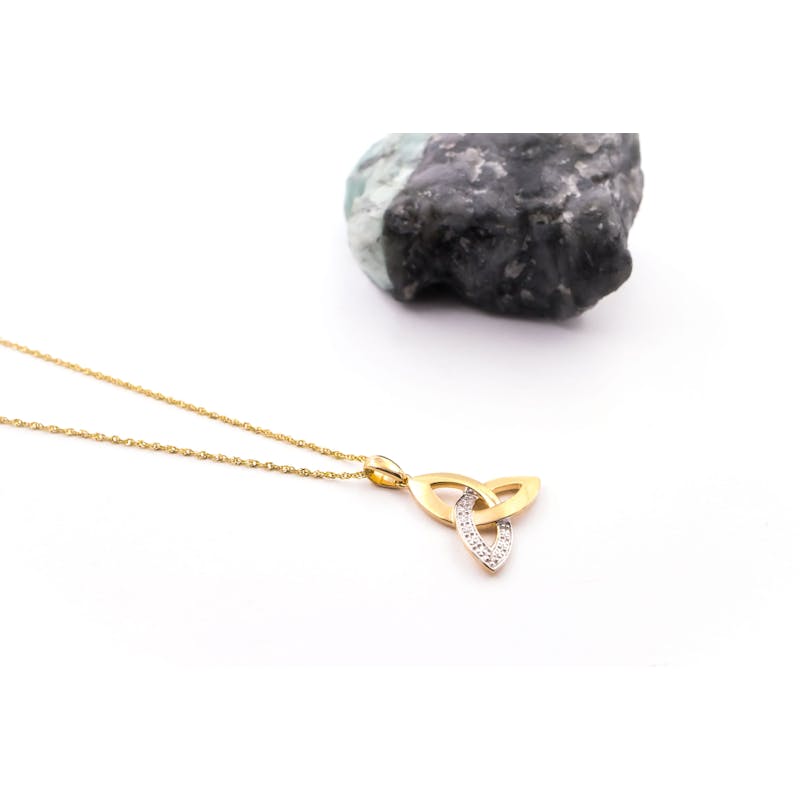 Womens Trinity Knot Necklace in Real Yellow Gold