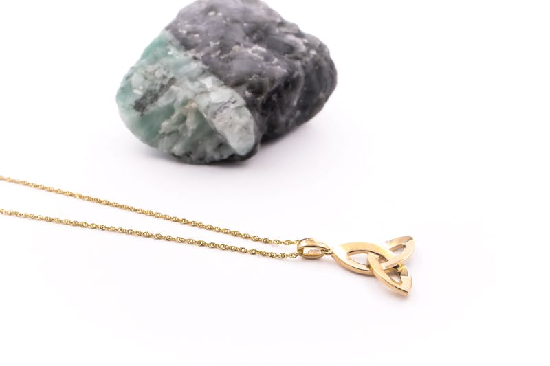 Womens Trinity Knot Necklace in Real 14K Yellow Gold