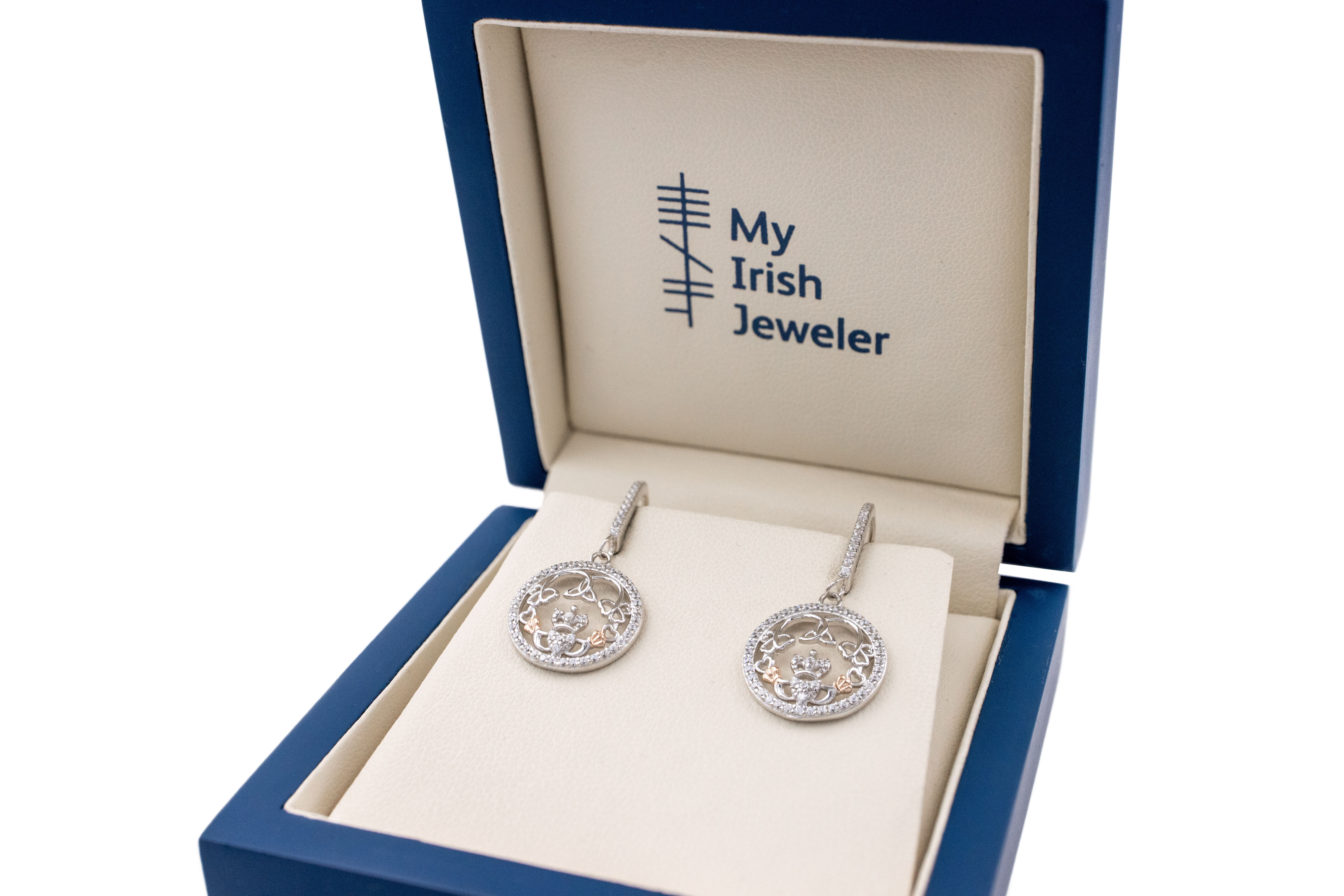 Womens Polished Sterling Silver Claddagh Gift Set. In Luxury Packaging.