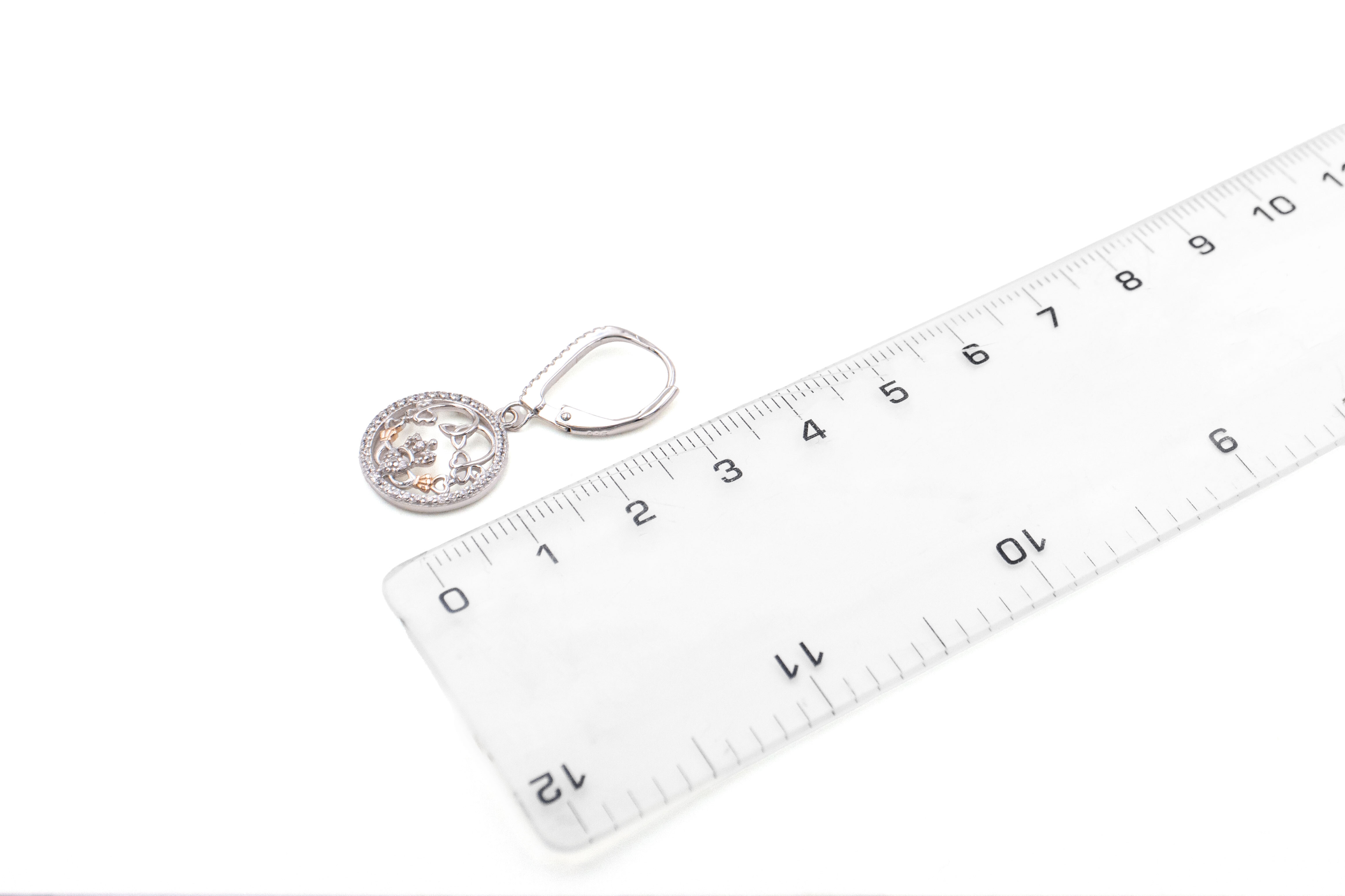 Real Sterling Silver Claddagh & Trinity Knot Earrings For Women. Picture For Scale.