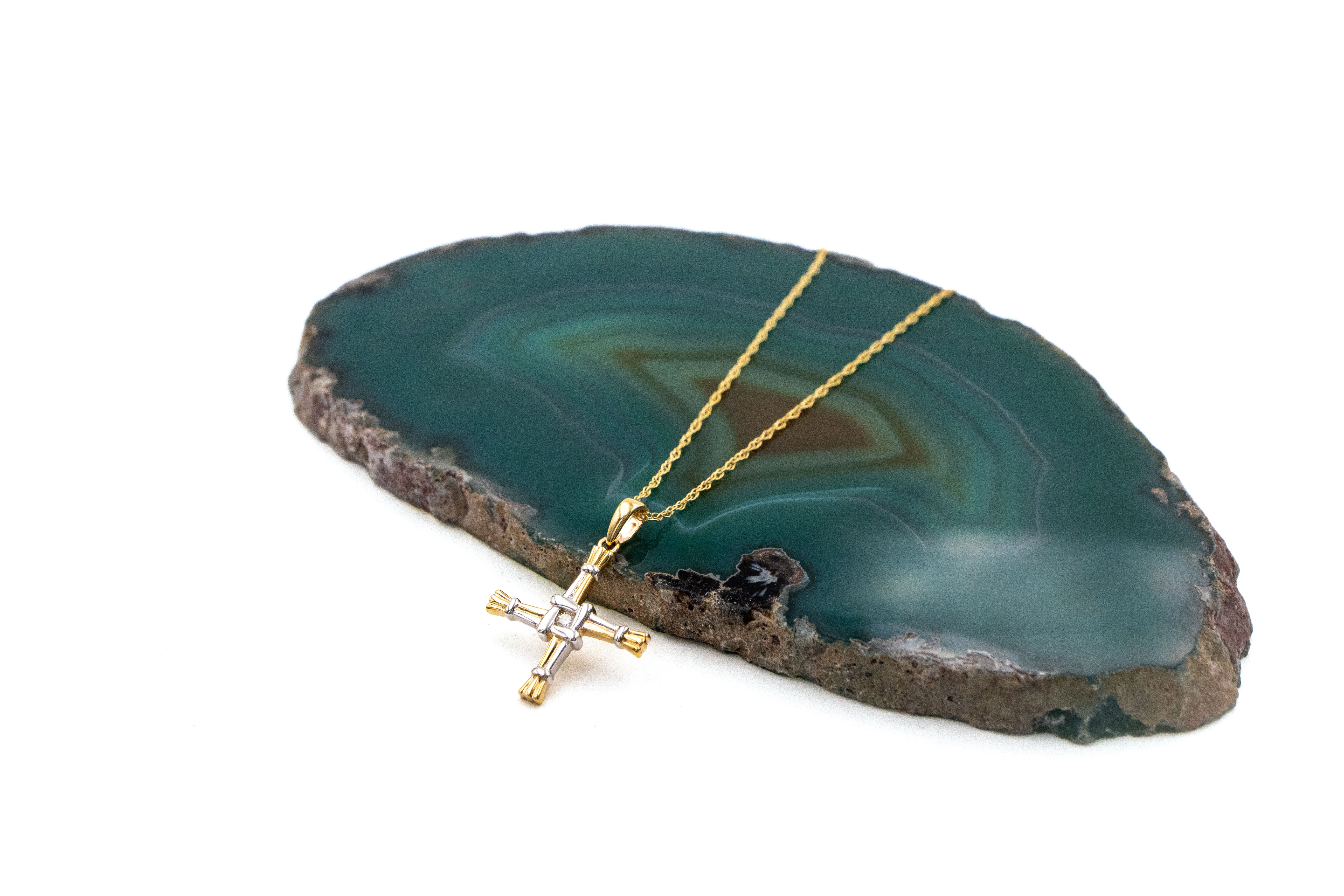 Womens St Brigids Cross Necklace in 14K Yellow Gold