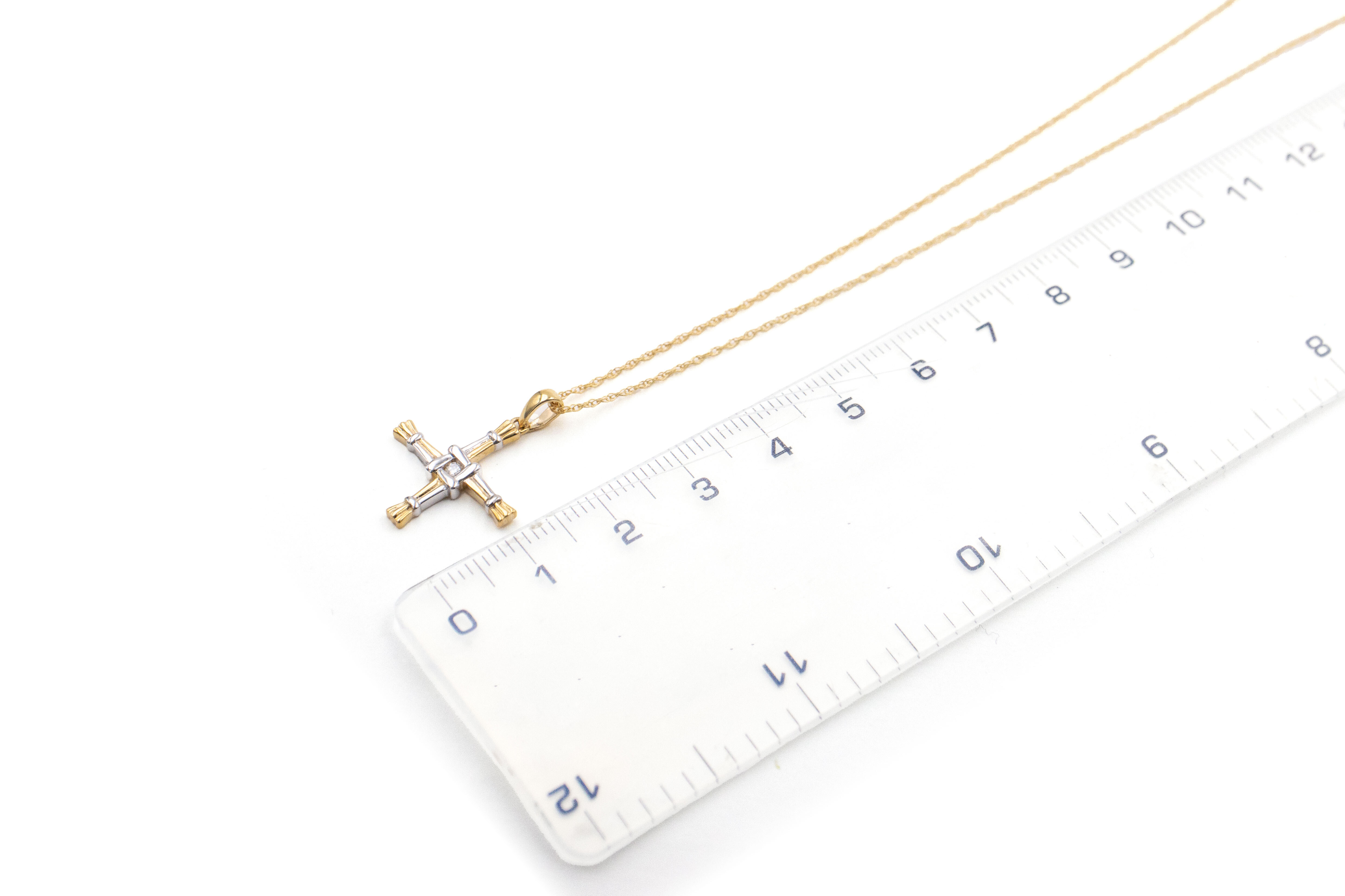 Real 14K Yellow Gold St Brigids Cross Necklace For Women. Picture For Scale.