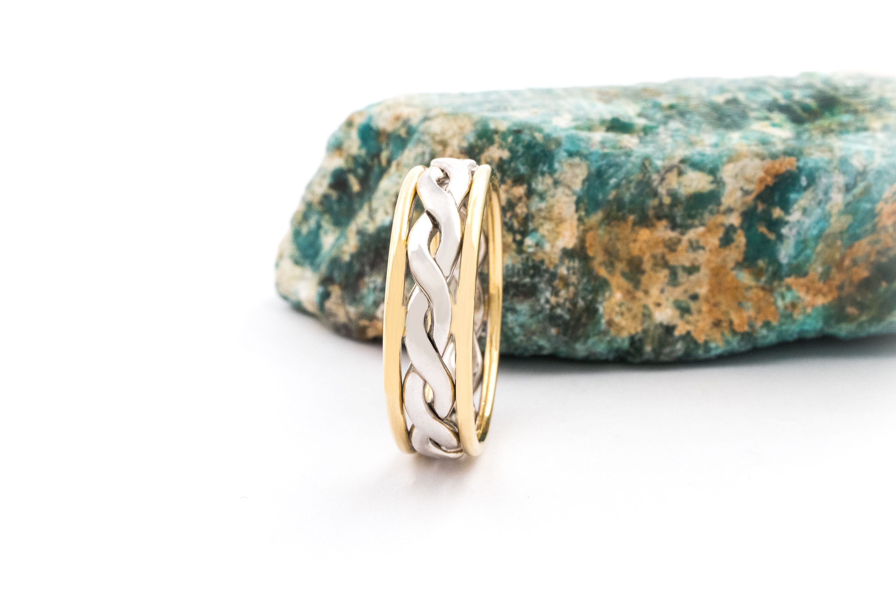 Authentic White Gold & Yellow Gold Celtic Knot Ring For Men