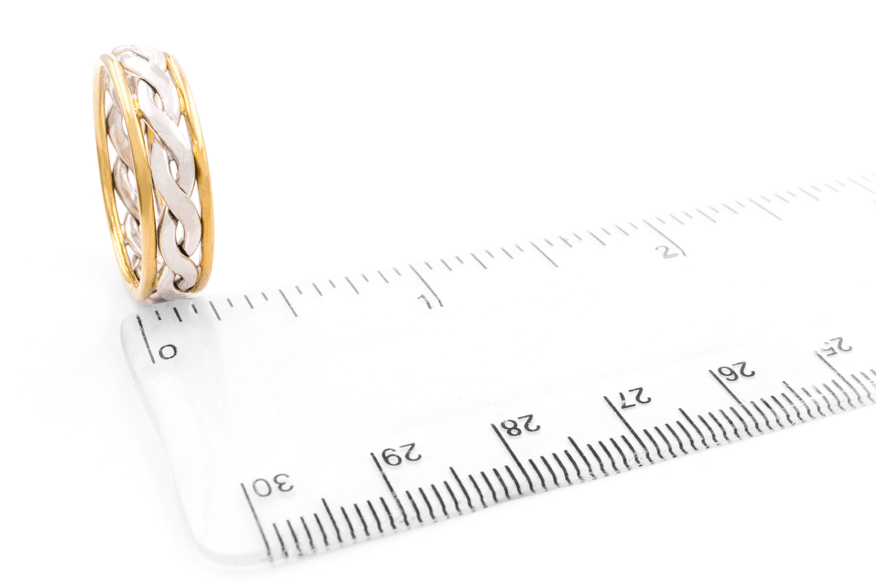 Real 18K White Gold & Yellow Gold Celtic Knot Ring For Men. Picture For Scale.