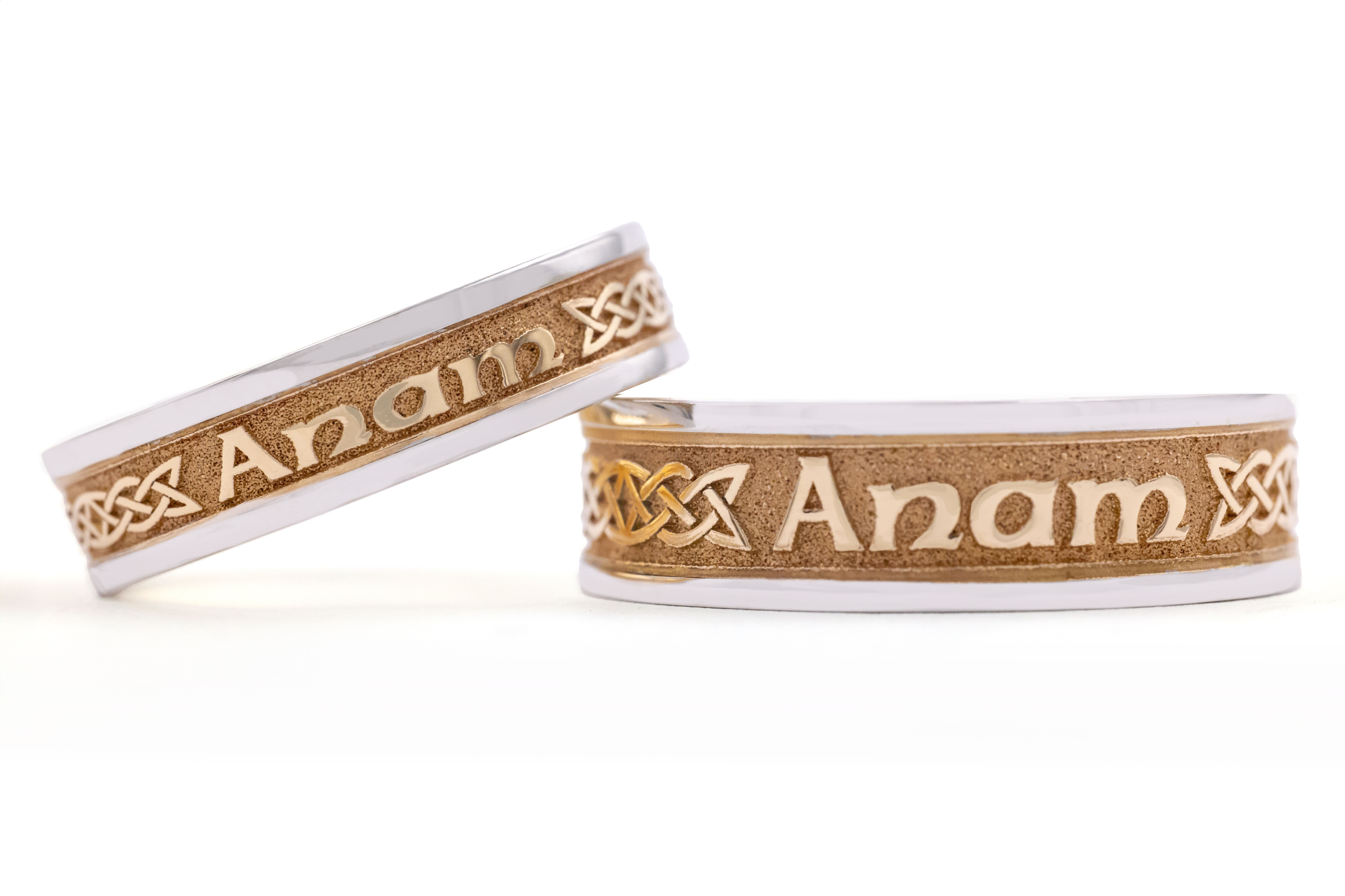 Mens Mo Anam Cara 5.0mm Ring in Real 10K Yellow Gold & White Gold