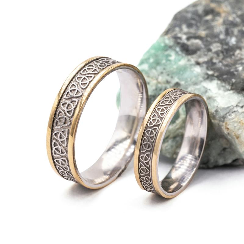 Trinity Set Two Tone Trinity Knot Couples Ring Set, From… | My Irish Jeweler