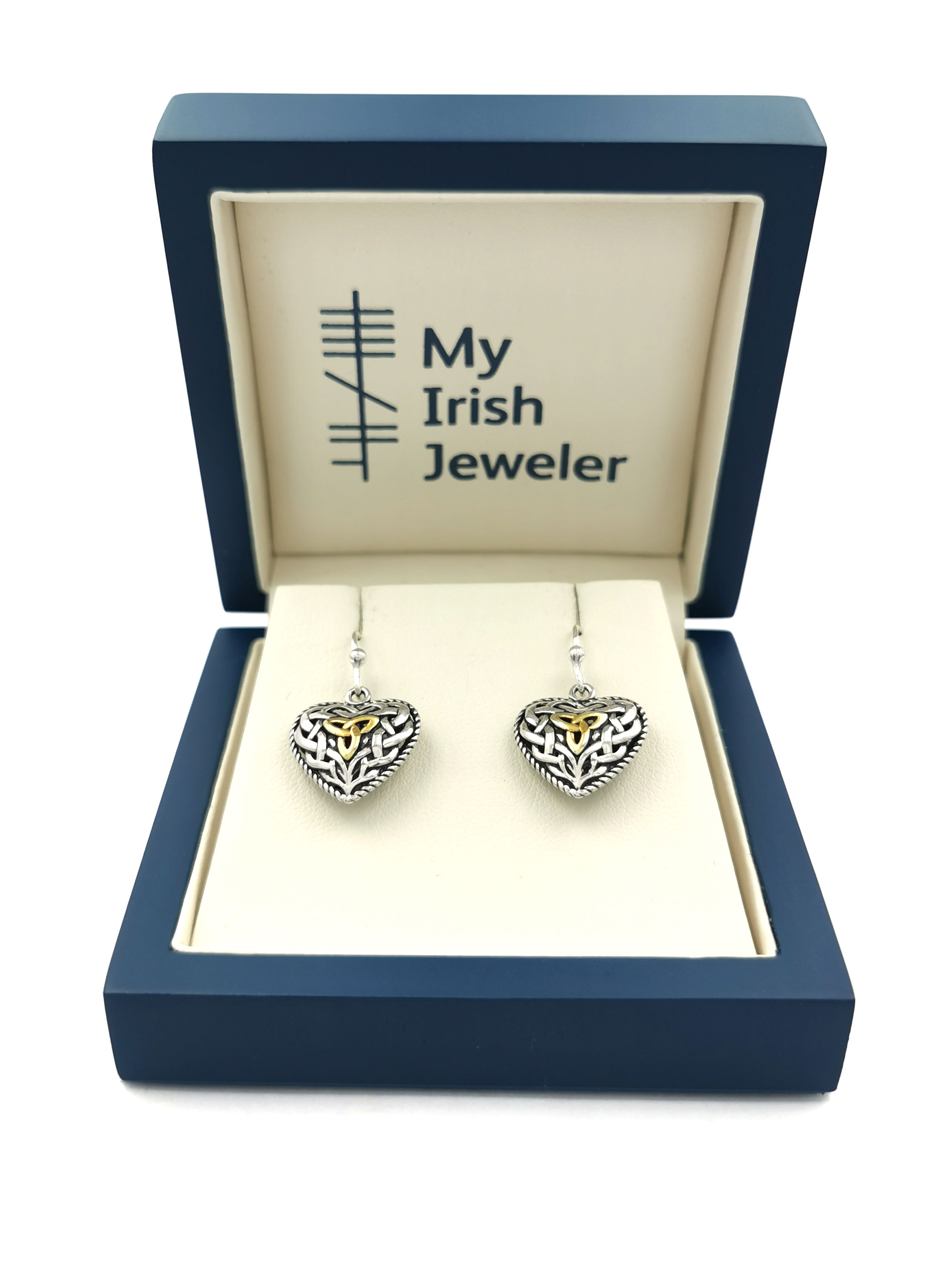 Womens Oxidised Trinity Knot Earrings in Real Sterling Silver. In Luxury Packaging.