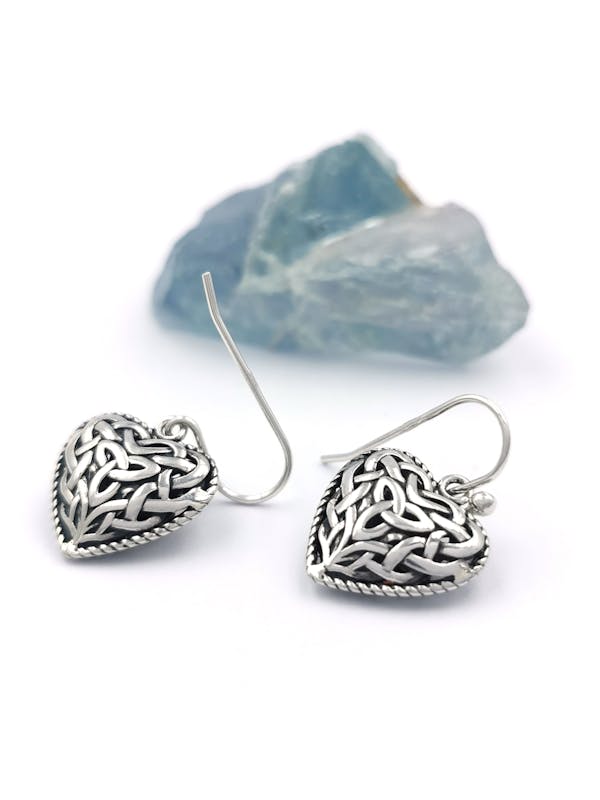 Gorgeous Sterling Silver Trinity Knot & Celtic Knot Earrings For Women With a Oxidized Finish. Picture Of The Back.