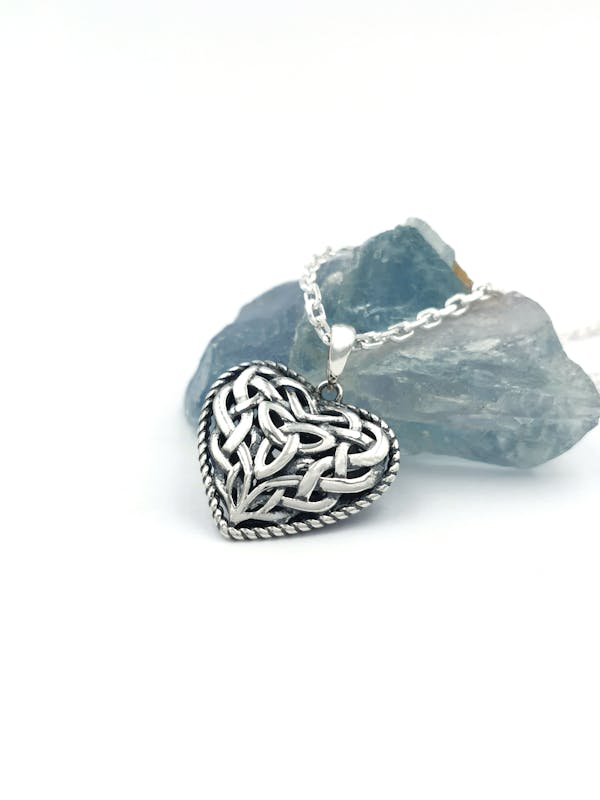 Gorgeous Sterling Silver Trinity Knot & Celtic Knot Necklace For Women With a Oxidized Finish. Picture Of The Back.