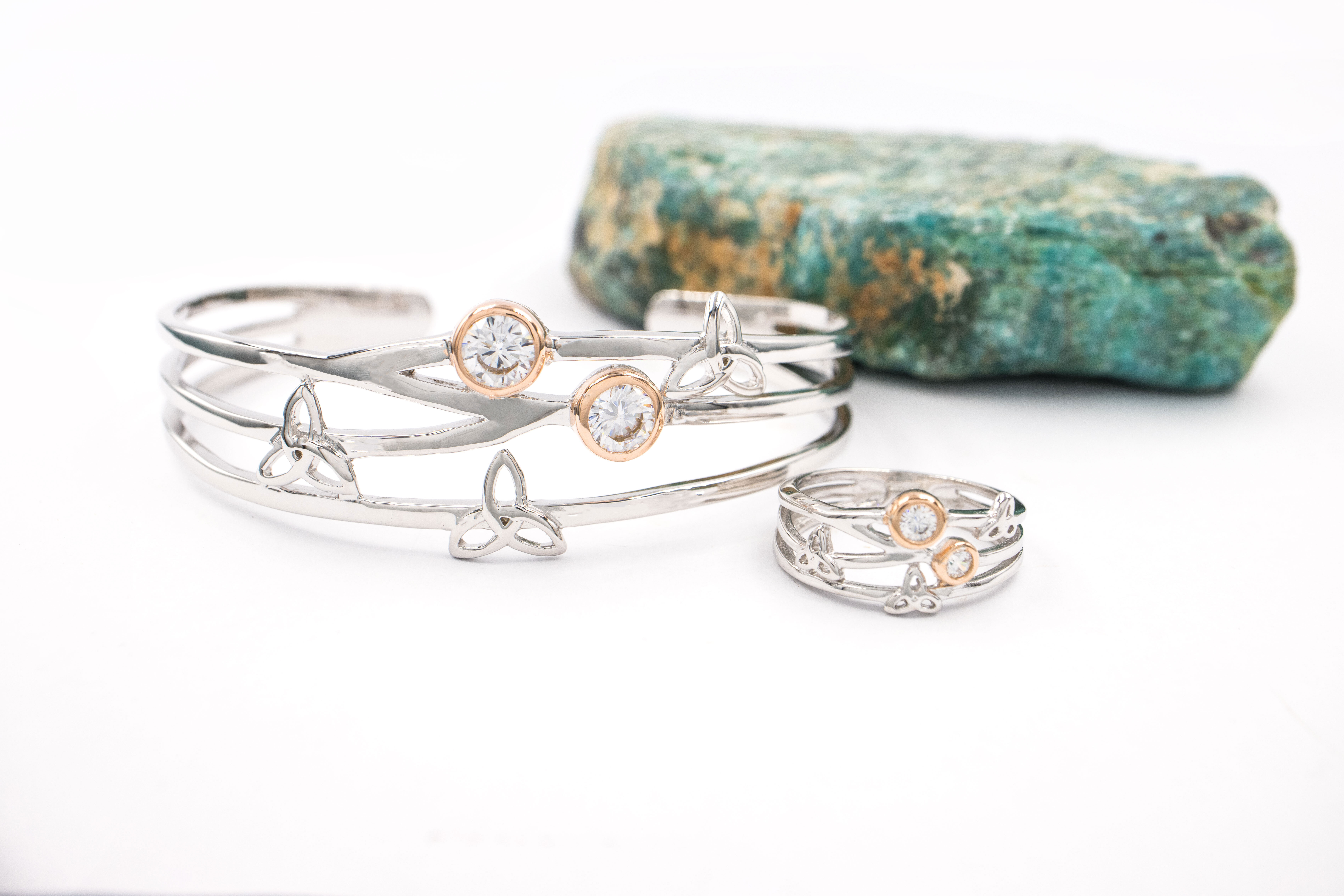 Womens Real Sterling Silver Trinity Knot Bracelet