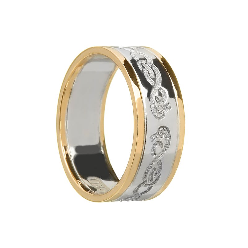 Striking 14K White Gold & Yellow Gold Celtic Knot 9.2mm Ring For Women