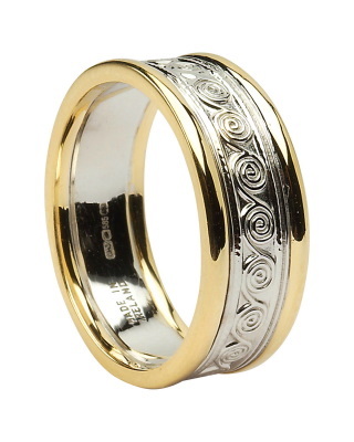 Luxurious 14K White Gold & Yellow Gold Newgrange 7.9mm Ring For Women