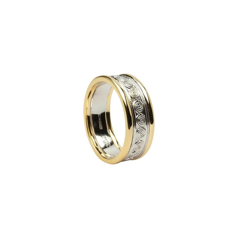 Luxurious 14K White Gold & Yellow Gold Newgrange 7.9mm Ring For Women