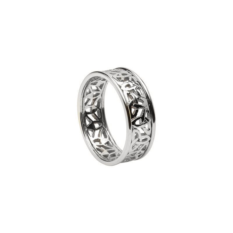 Heavy Sterling Silver Open Trinity Knots Wedding Ring with Trim
