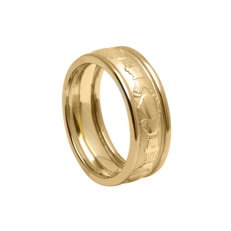 Genuine 14K Yellow Gold Claddagh Wedding Ring For Women