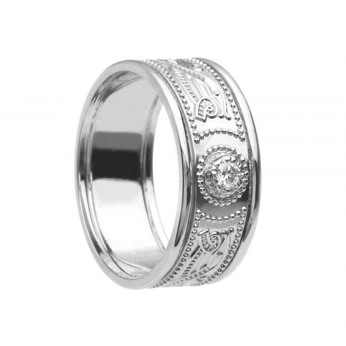 Irish 14K White Gold Celtic Warrior 7.0mm Ring For Men