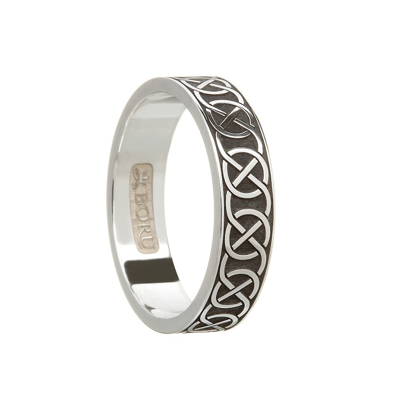 Irish Sterling Silver Celtic Knot Ring With a Oxidized Finish For Women