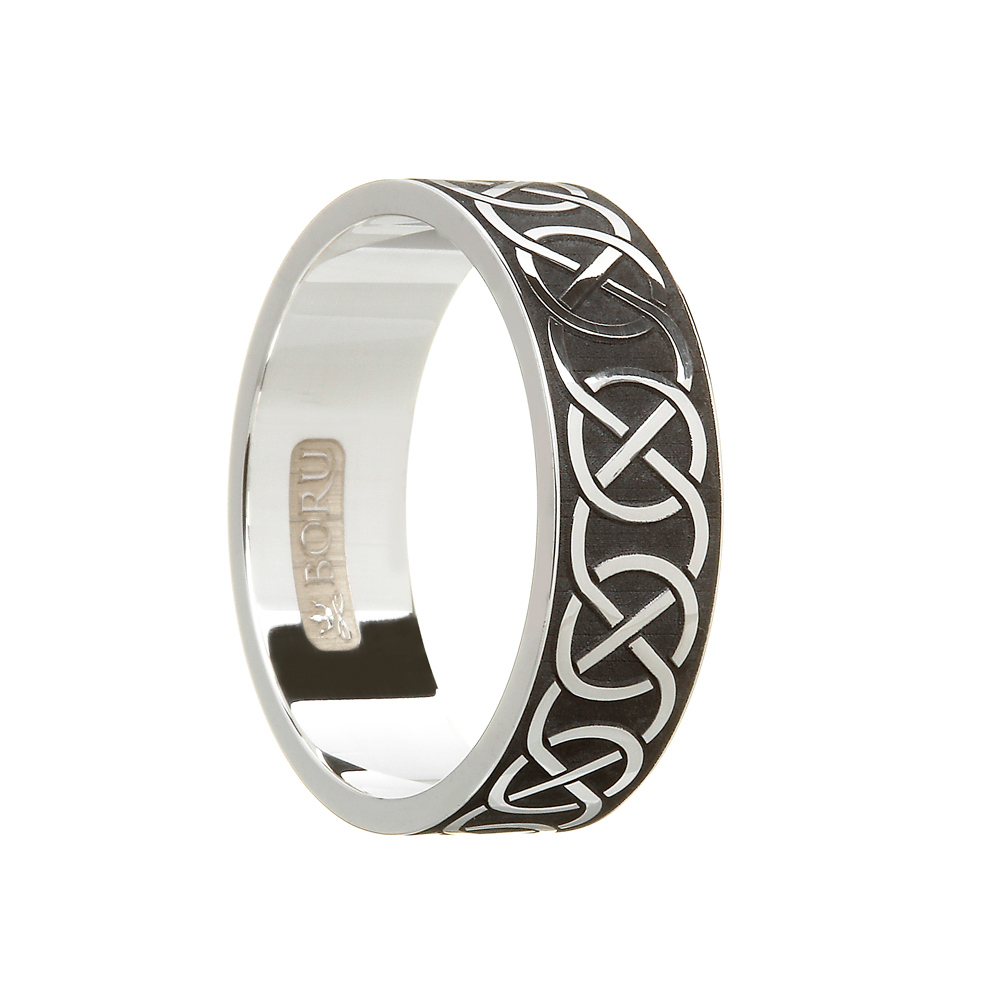 Genuine Sterling Silver Celtic Knot 5.0mm Ring For Men With a Oxidized Finish